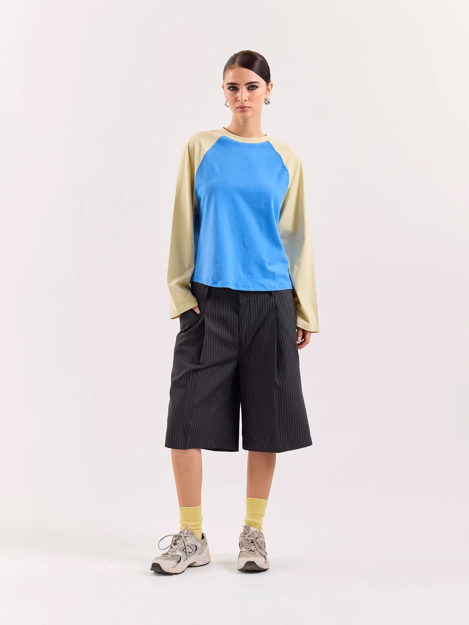 Dark Grey Pinstriped Trouser Shorts  image 2