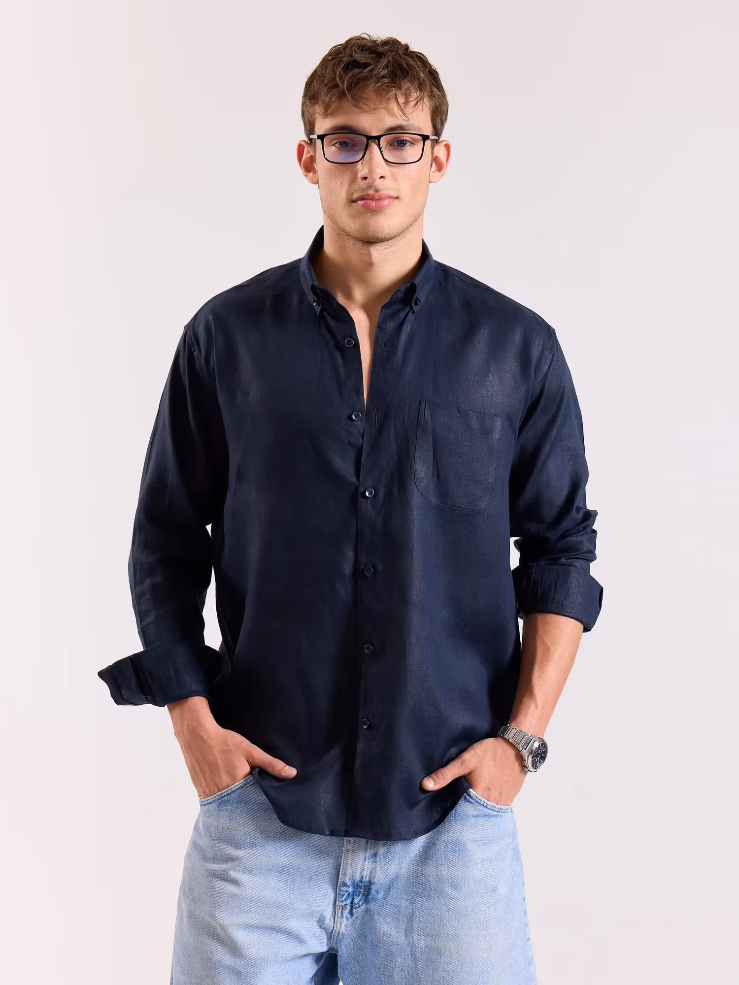 Dark Navy Irish Linen Shirt image 3