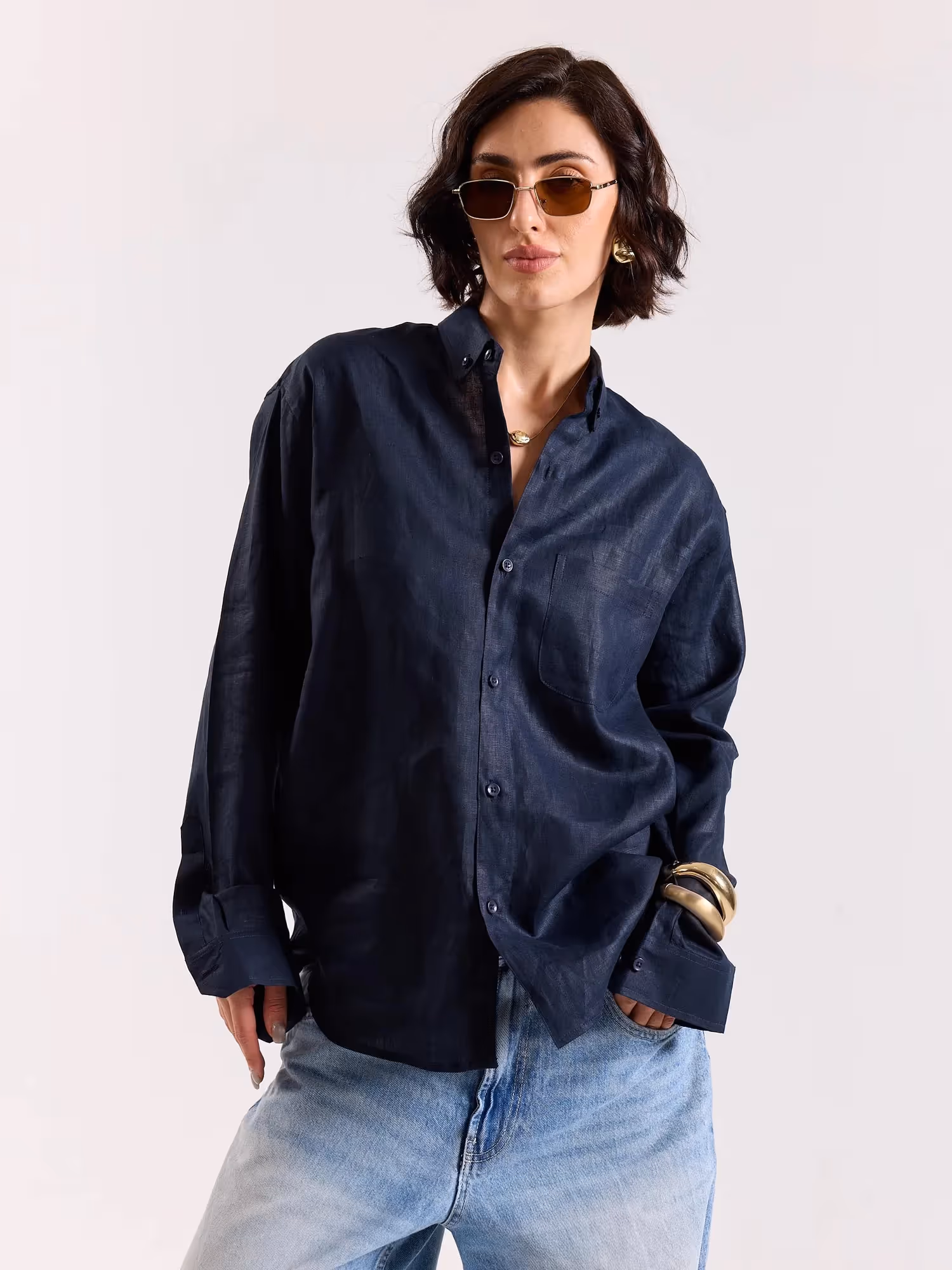 Dark Navy Irish Linen Shirt image 4