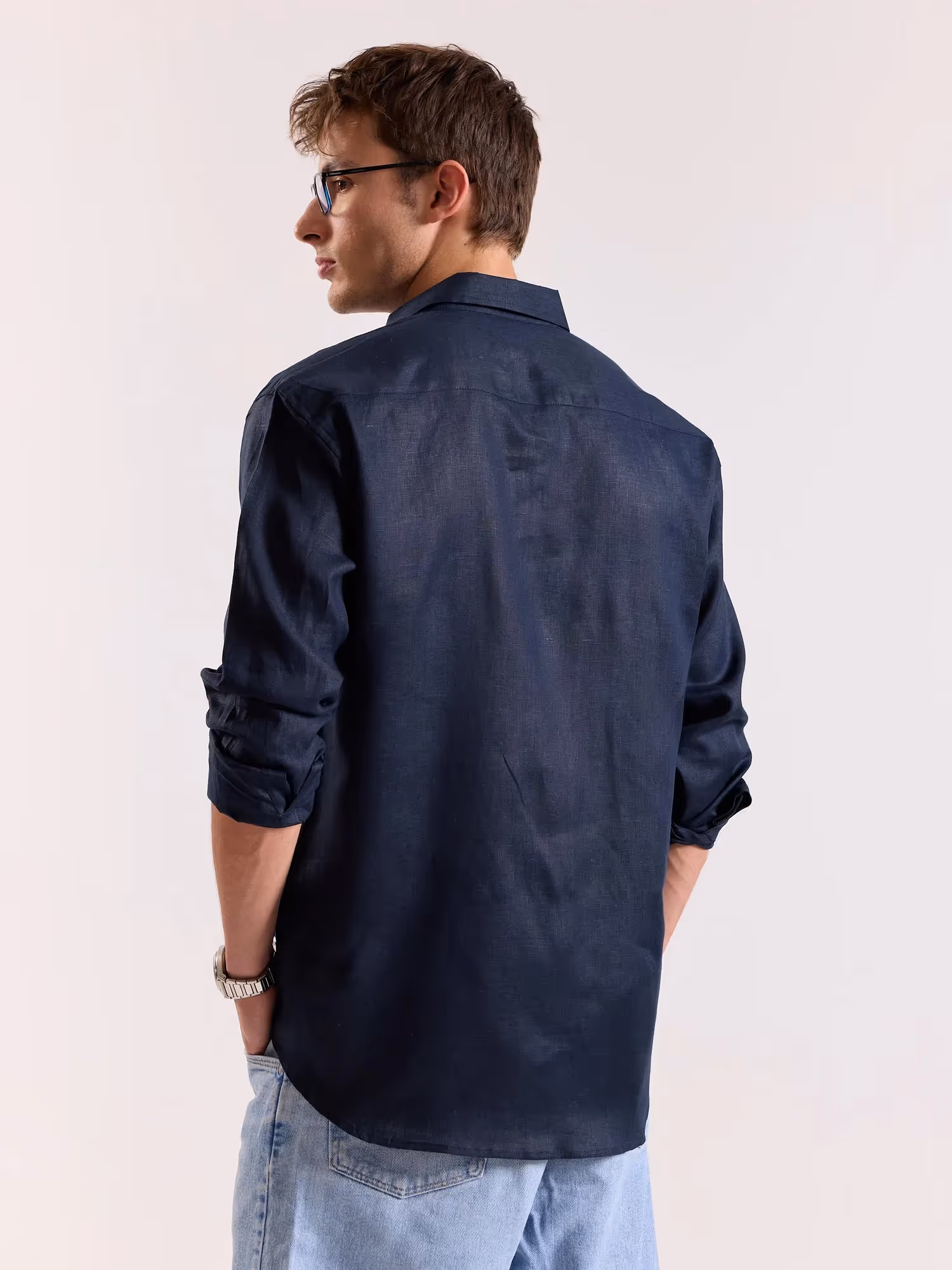 Dark Navy Irish Linen Shirt image 8