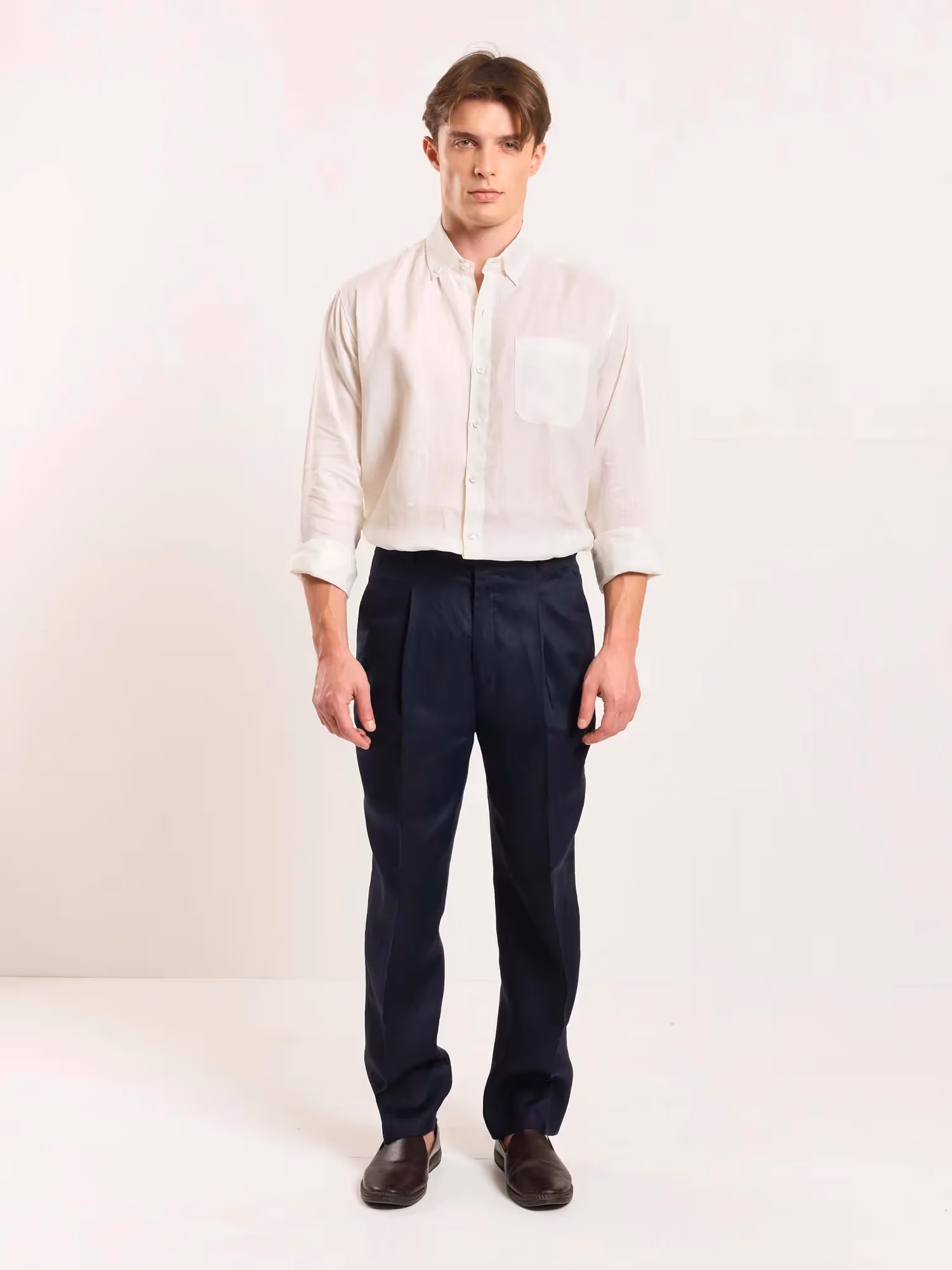 Dark Navy Linen Trousers image 1