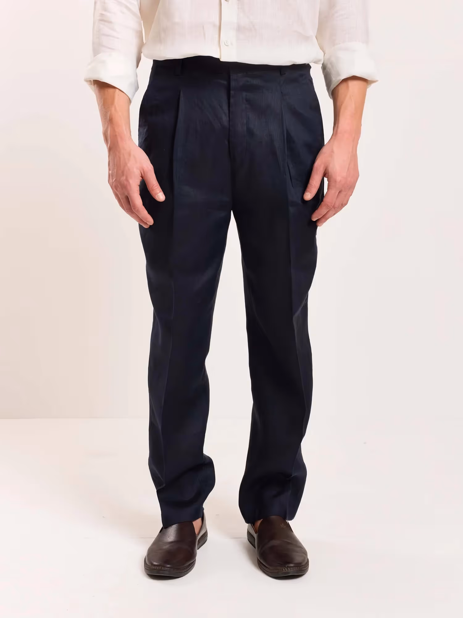 Dark Navy Linen Trousers image 2