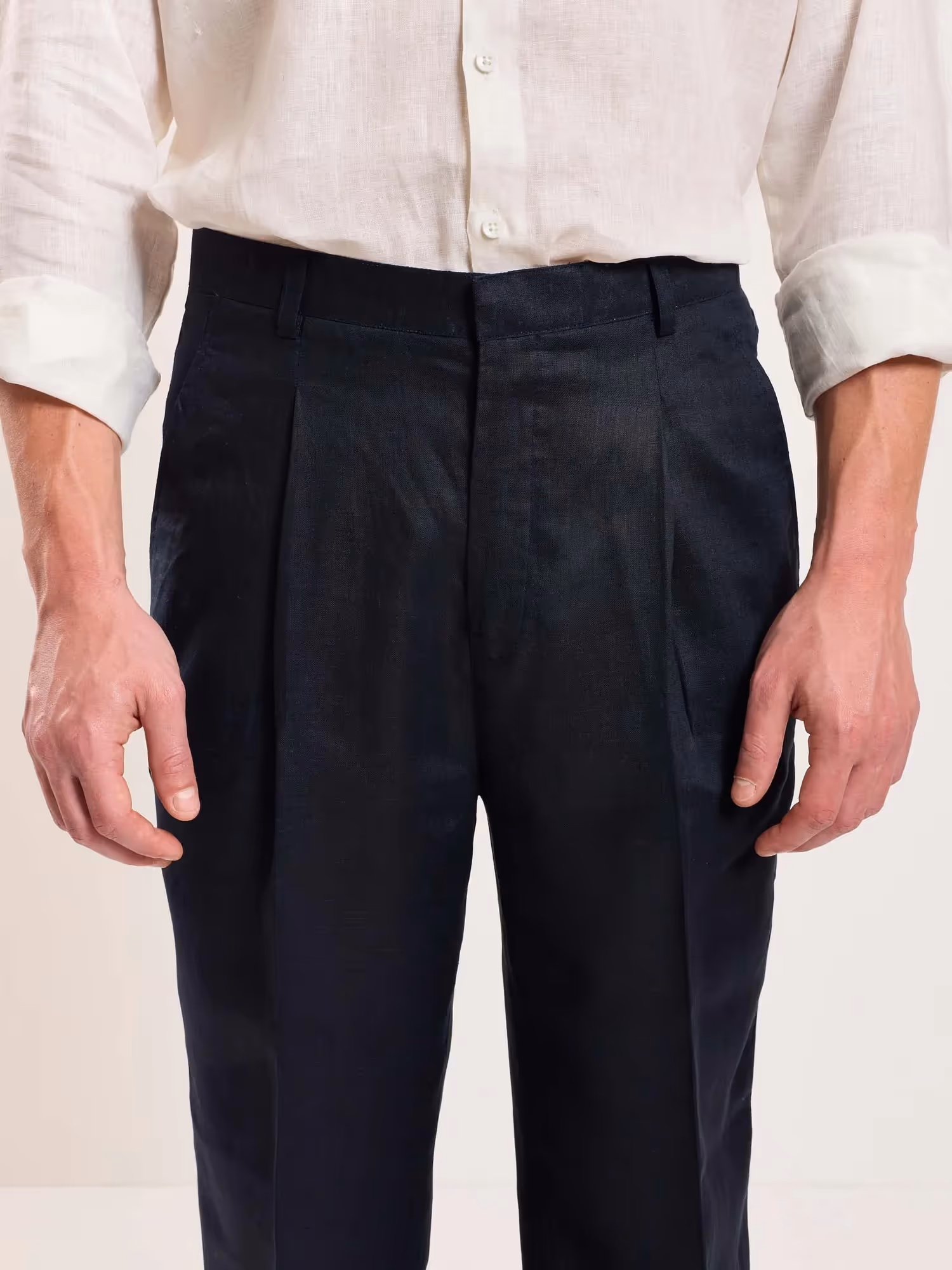 Dark Navy Linen Trousers image 3