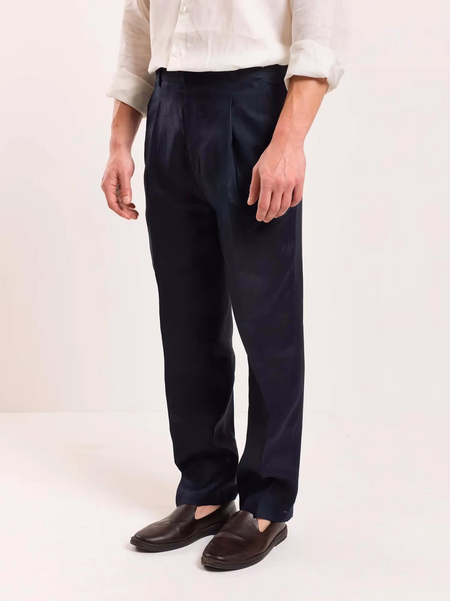 Dark Navy Linen Trousers image 4