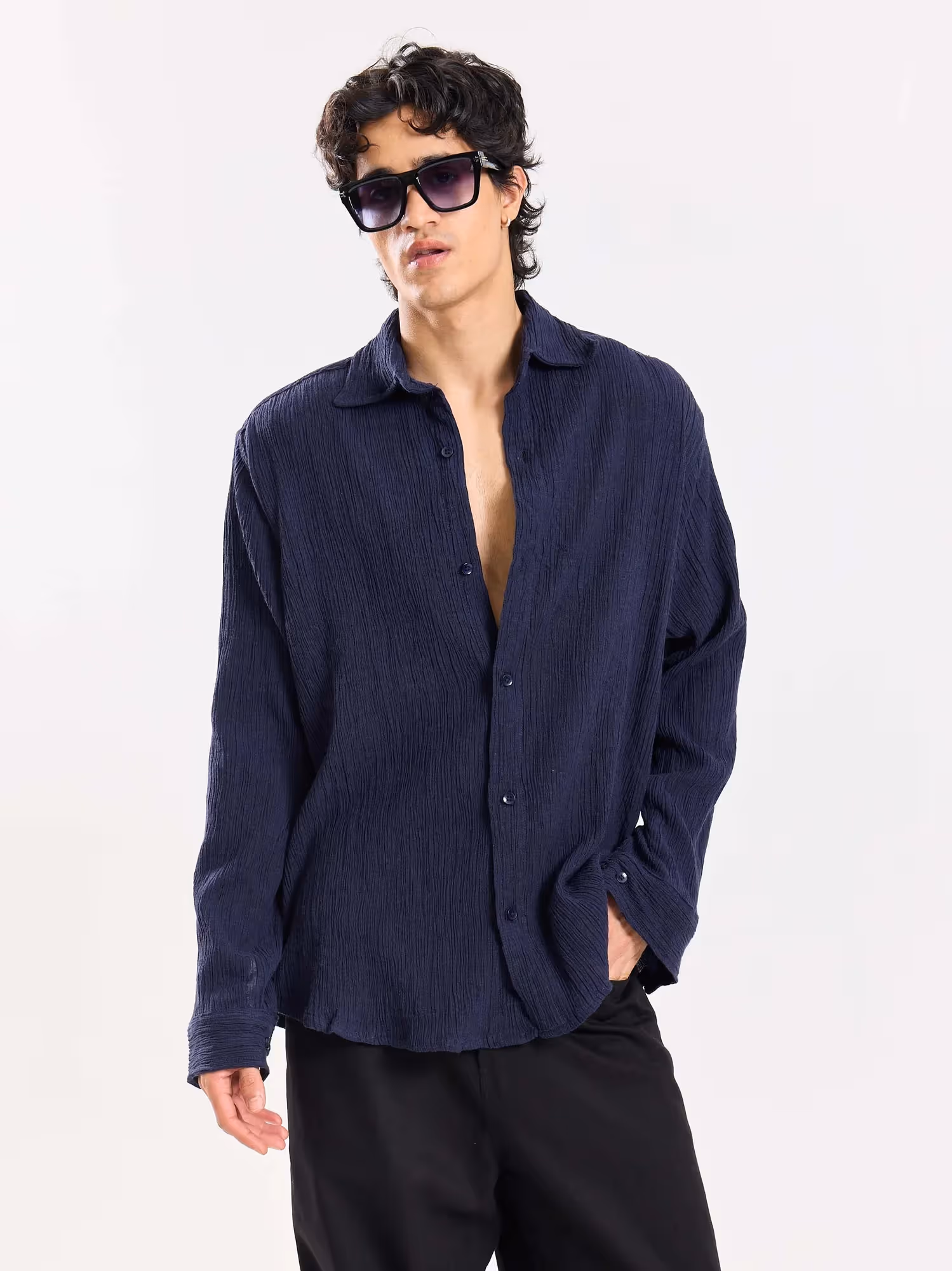 Dark Navy Wrinkled Shirt image 2