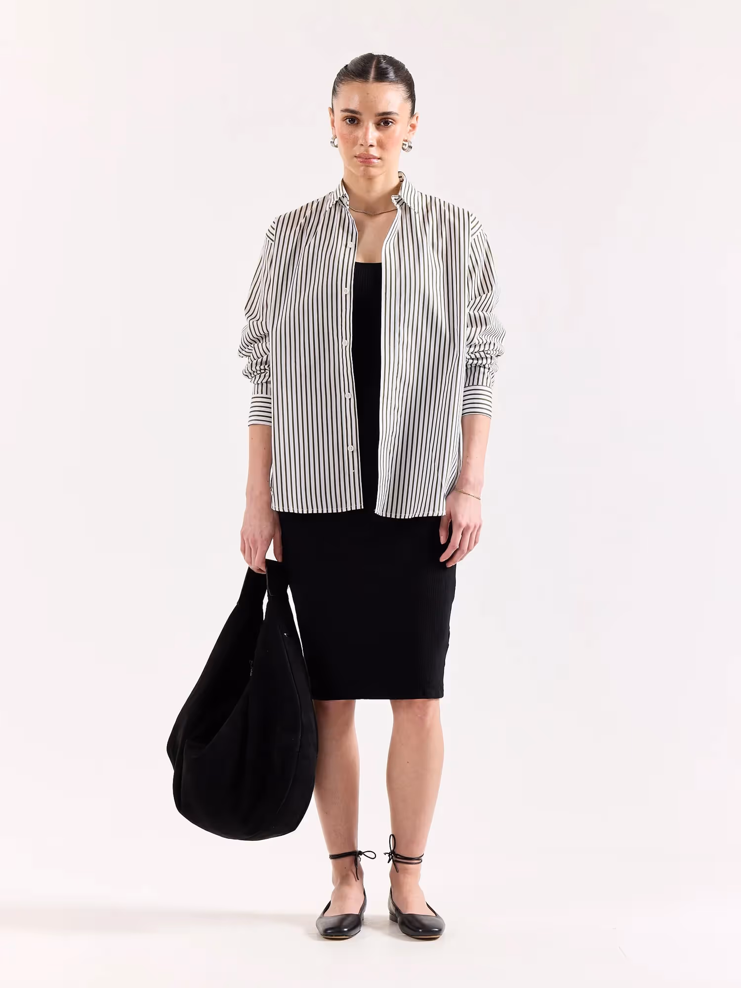 Dark Olive & White Striped Poplin Shirt image 2