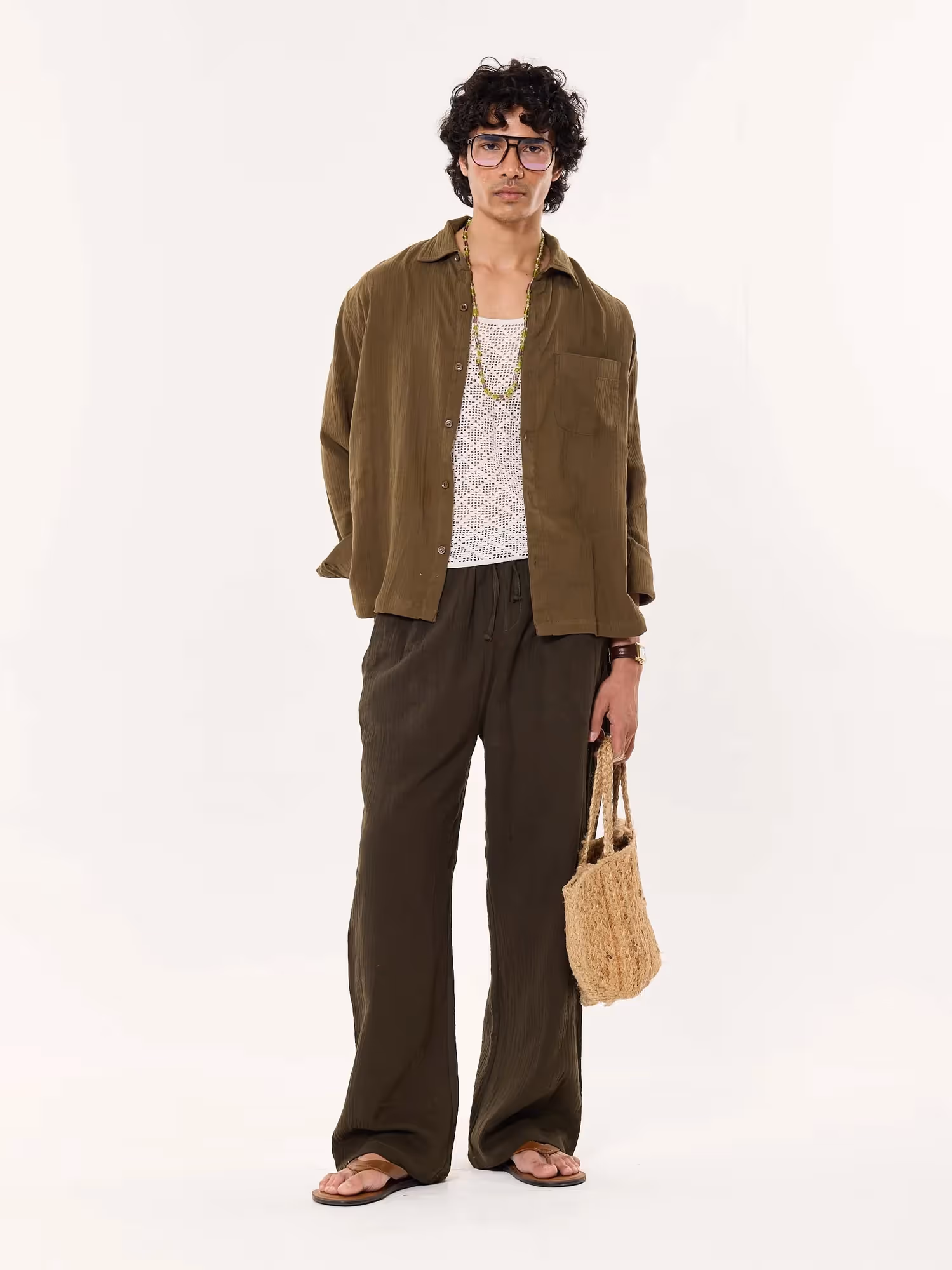 Dark Olive Gauze Pull-on Pants image 1