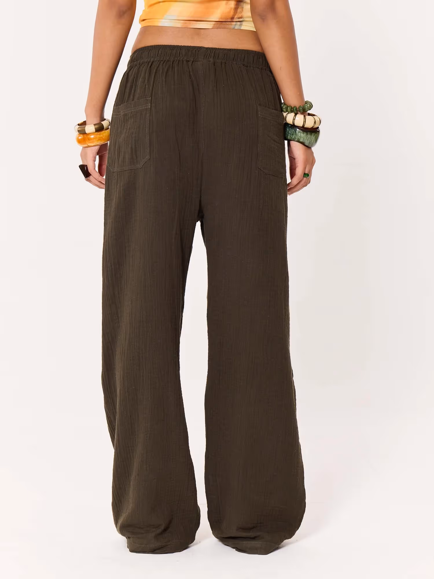 Dark Olive Gauze Pull-on Pants  image 7