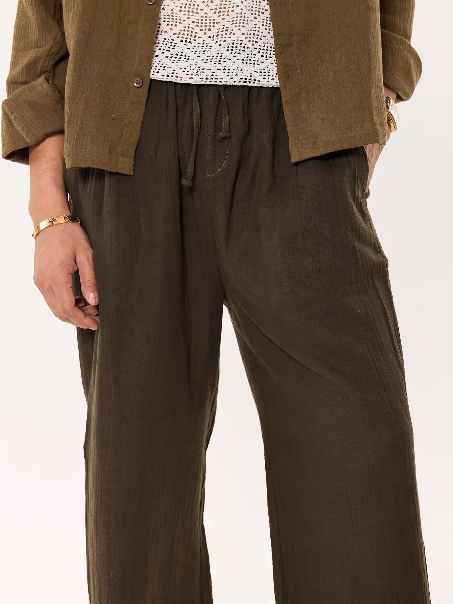 Dark Olive Gauze Pull-on Pants  image 8