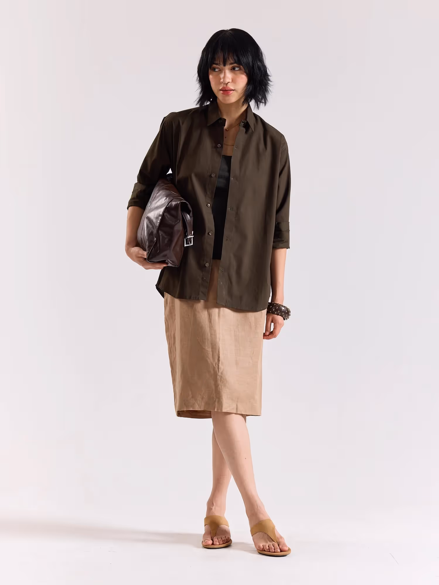 Dark Olive Poplin Shirt image 2
