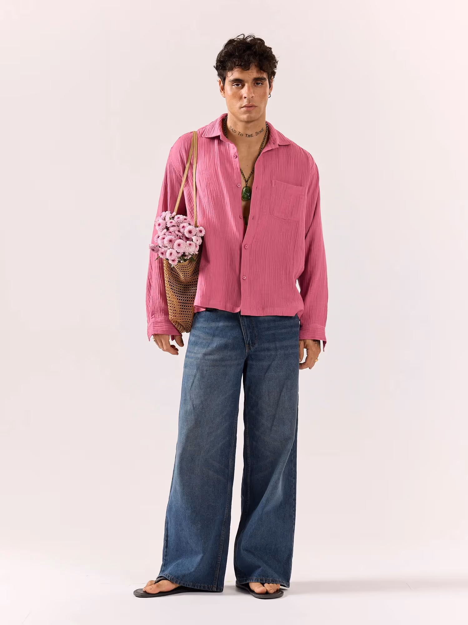 Dark Pink Gauze Holiday Shirt image 1