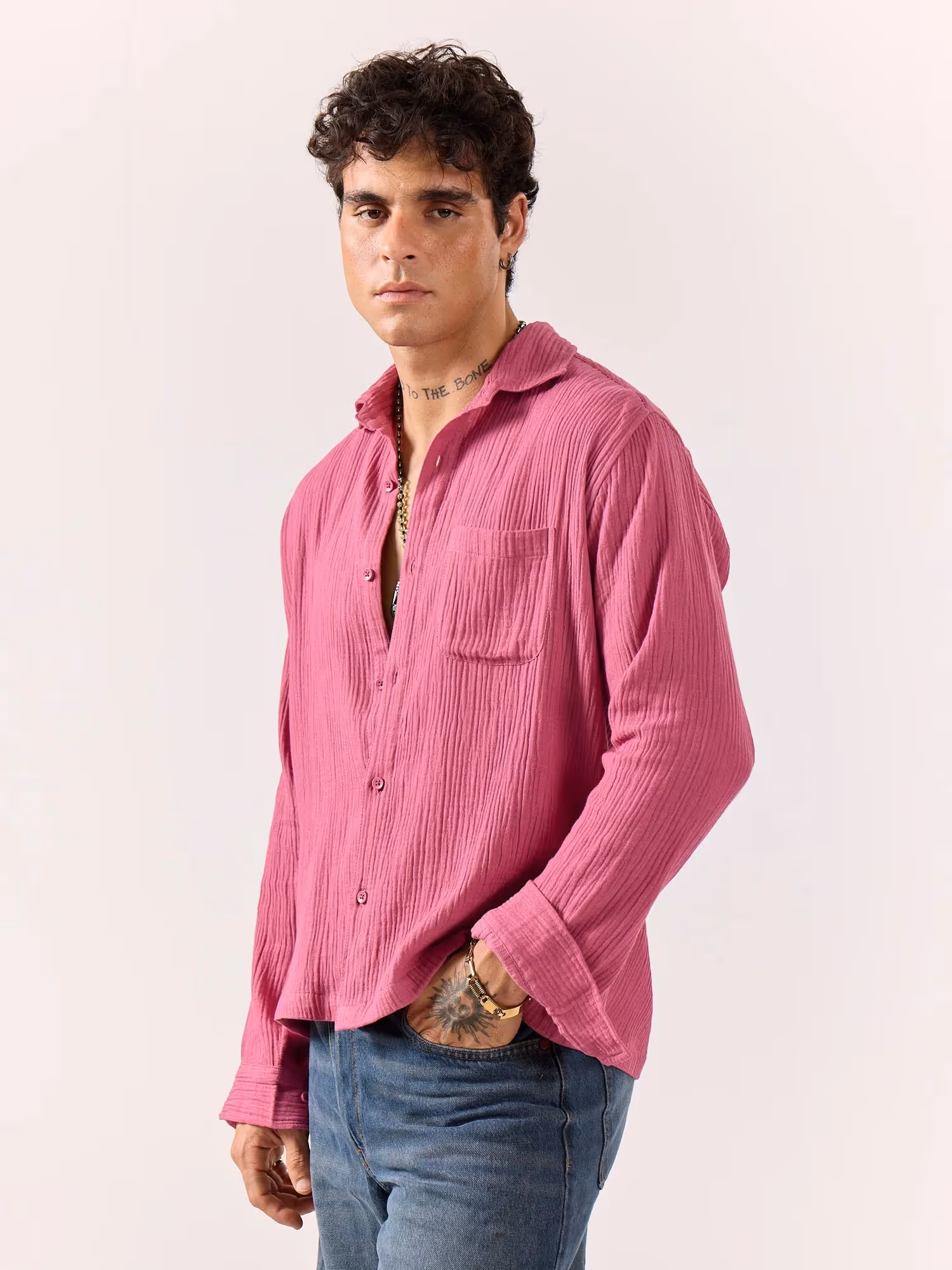 Dark Pink Gauze Holiday Shirt image 6