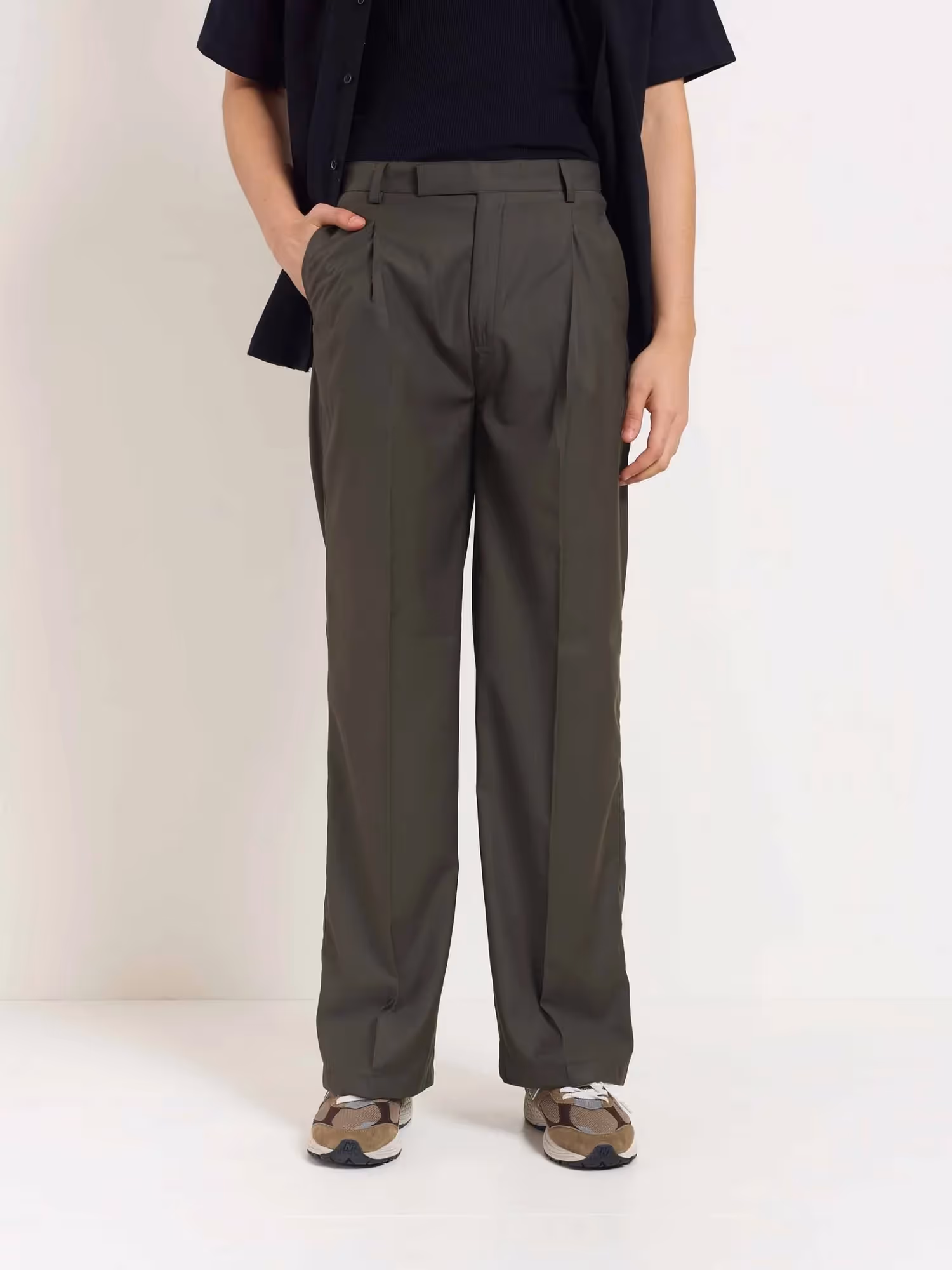 Dark Taupe Baggy Fit Trousers image 2