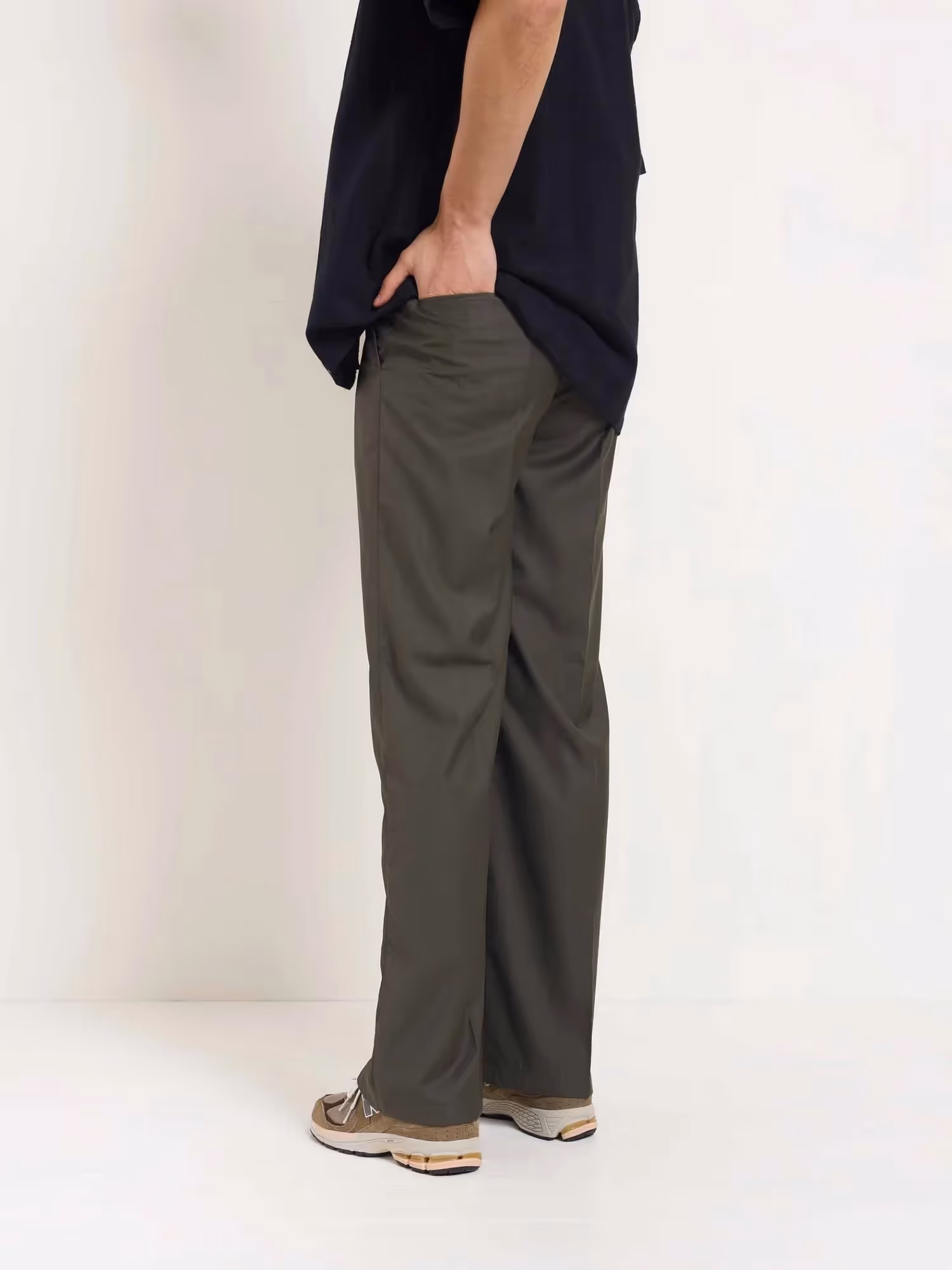 Dark Taupe Baggy Fit Trousers image 5