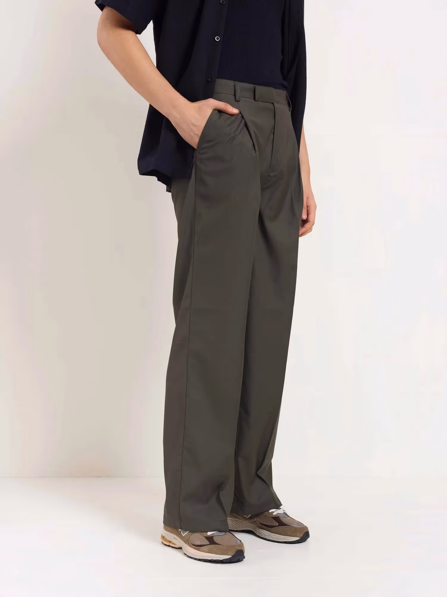 Dark Taupe Baggy Fit Trousers image 6
