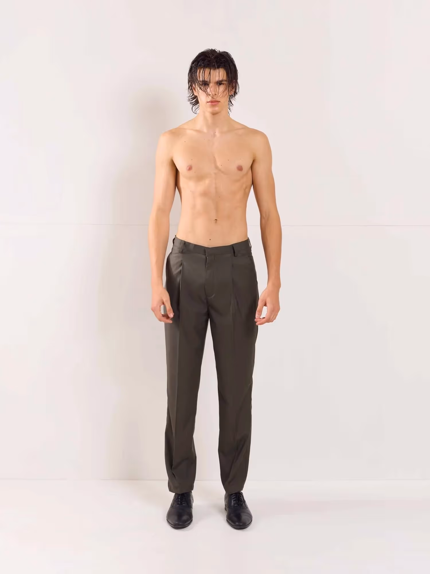 Dark Taupe Straight Fit Trousers image 1