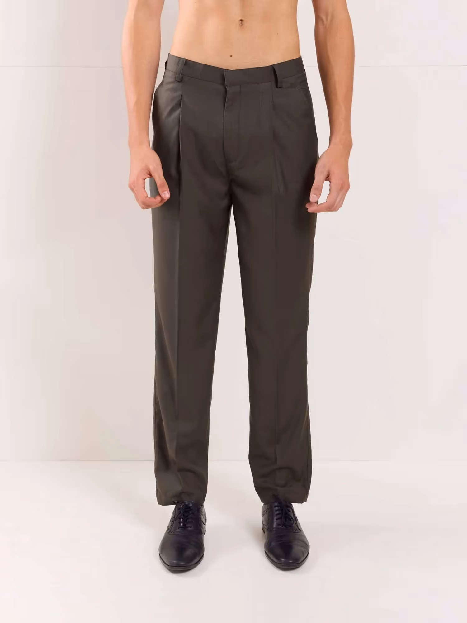 Dark Taupe Straight Fit Trousers image 2
