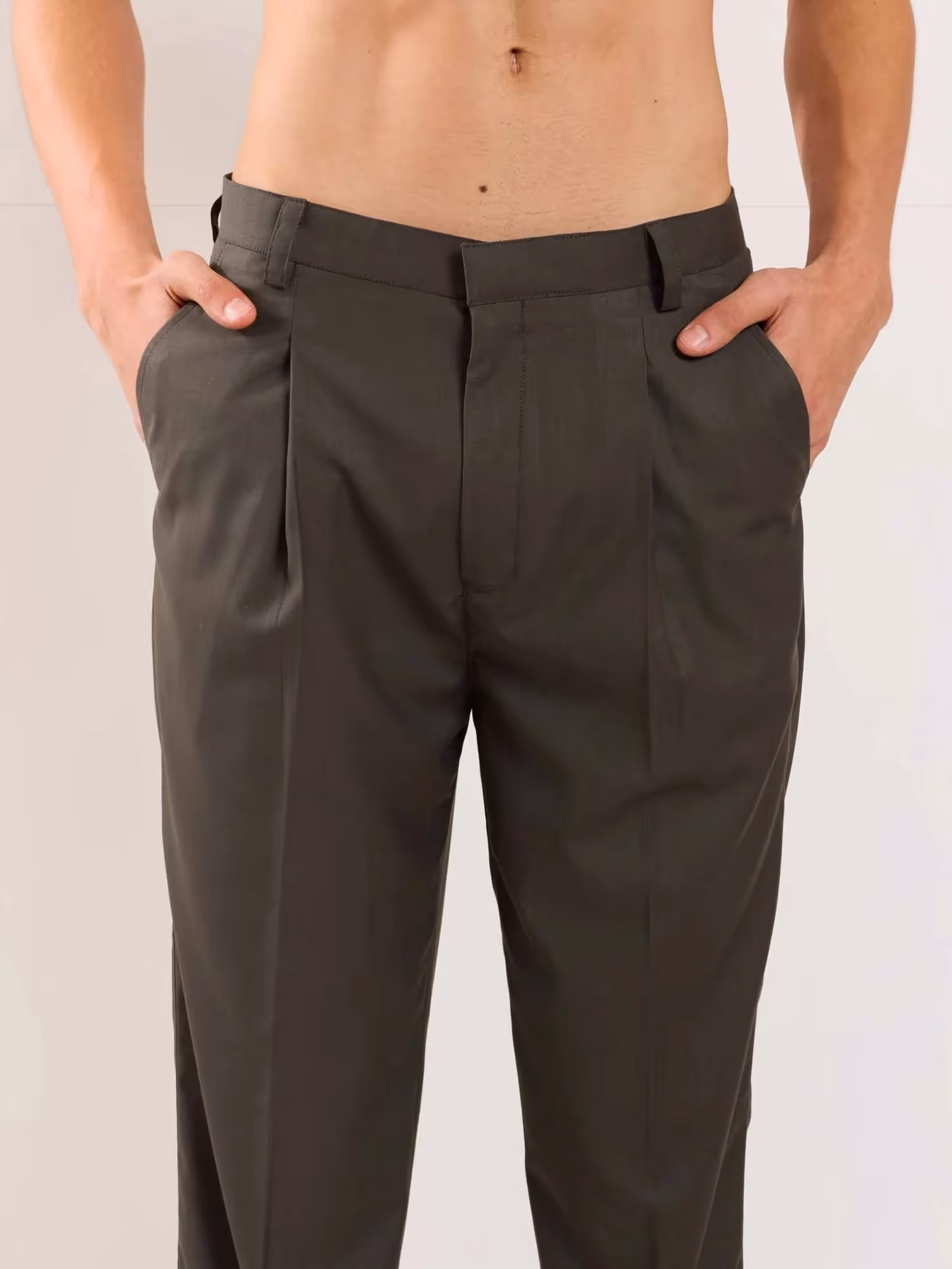 Dark Taupe Straight Fit Trousers image 4