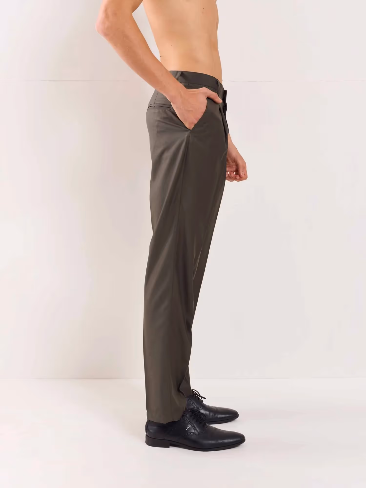 Dark Taupe Straight Fit Trousers image 5