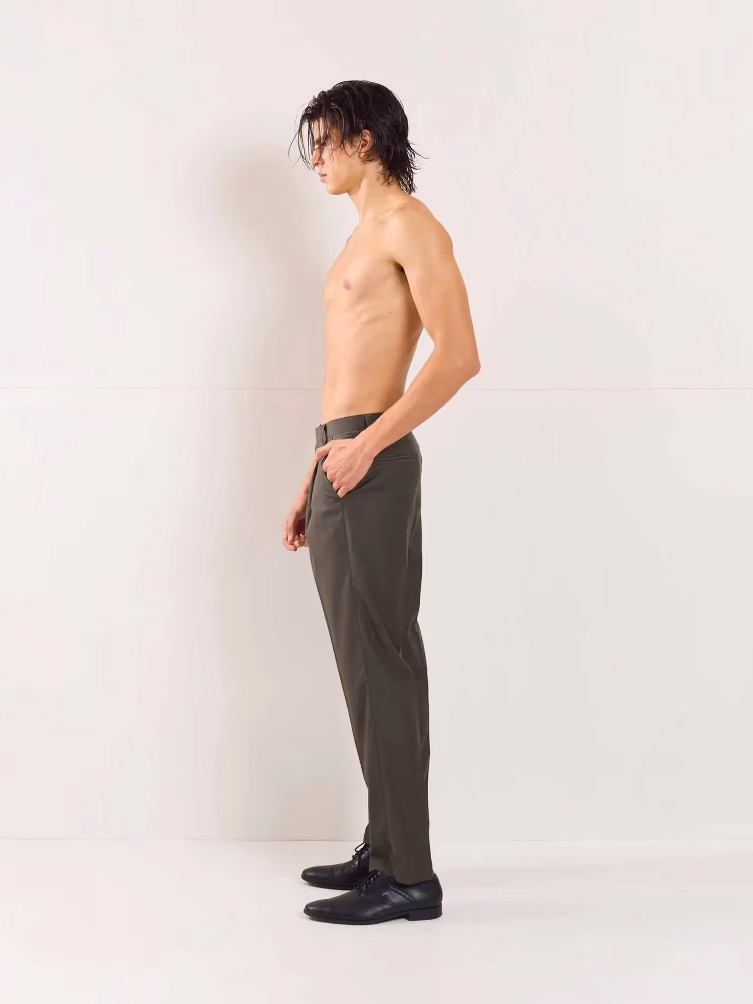 Dark Taupe Straight Fit Trousers image 7