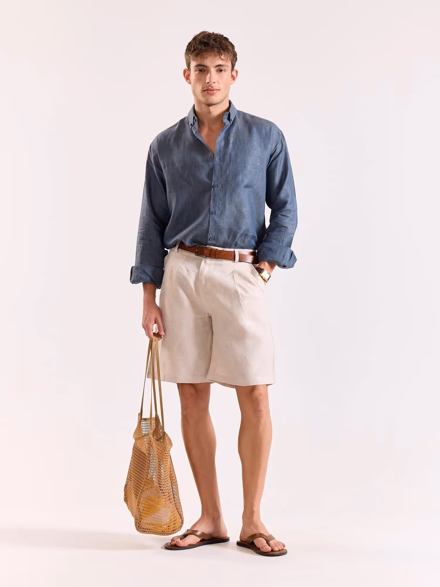 Denim Blue Chambray Irish Linen Shirt image 1