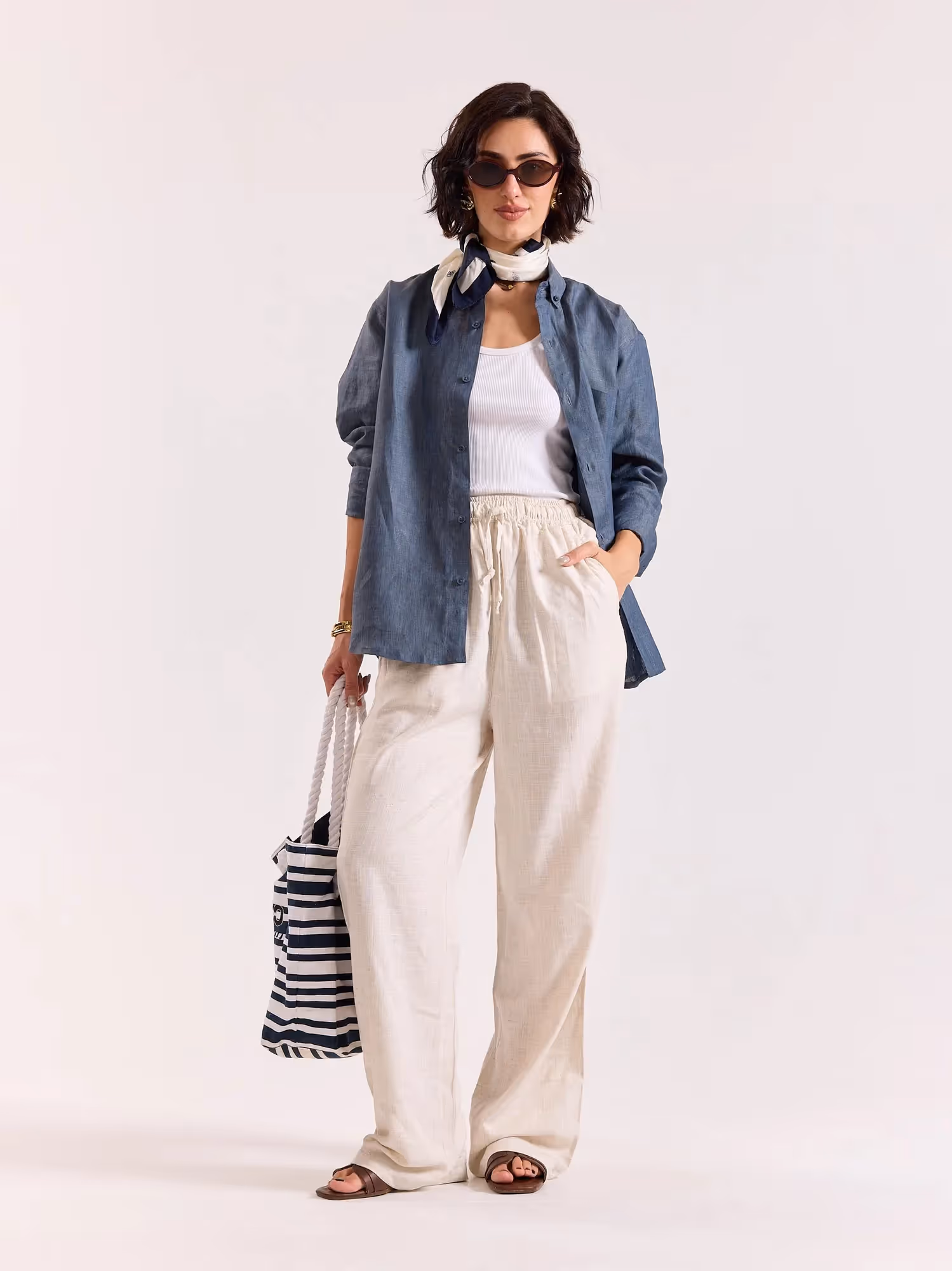 Denim Blue Chambray Irish Linen Shirt image 2