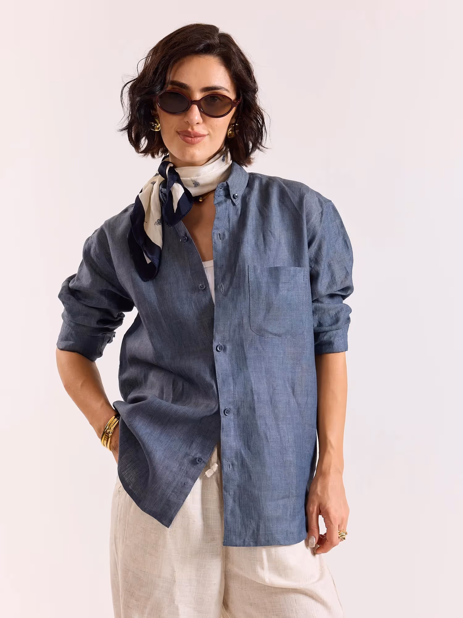 Denim Blue Chambray Irish Linen Shirt image 4