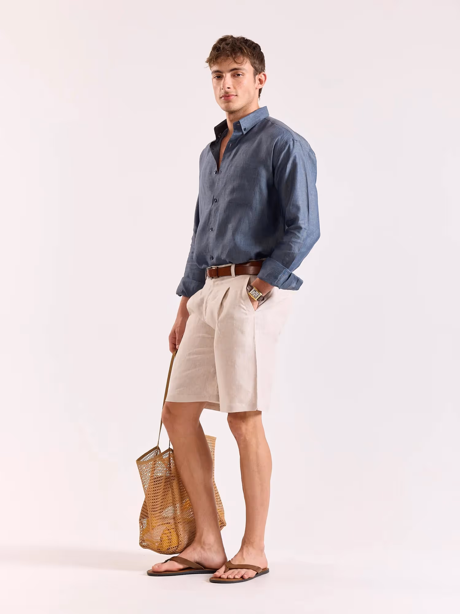 Denim Blue Chambray Irish Linen Shirt image 6
