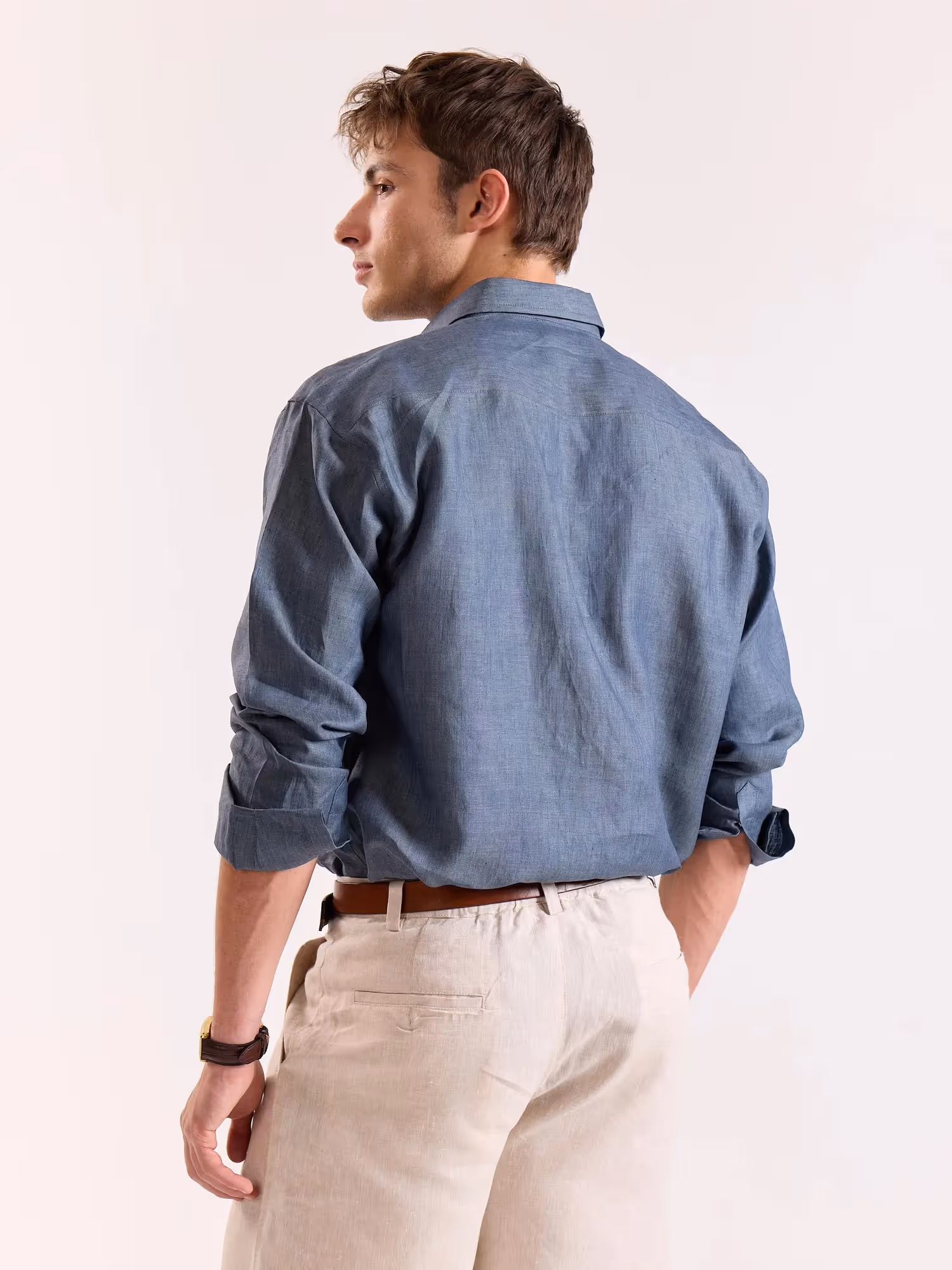 Denim Blue Chambray Irish Linen Shirt image 8