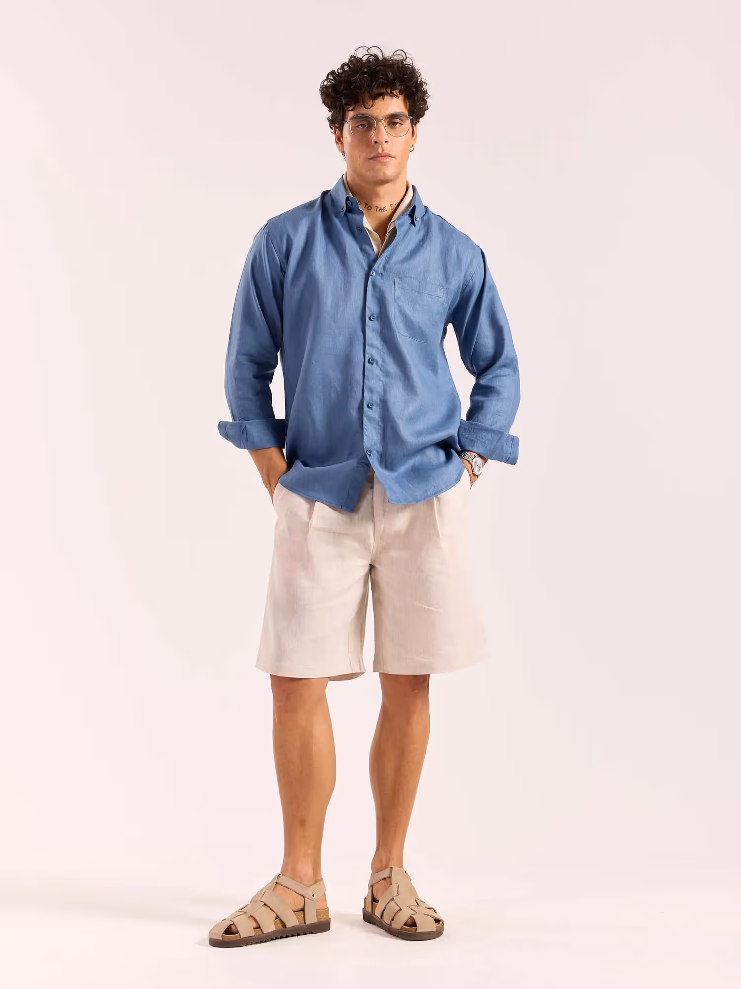Dusty Blue 60s Lea Linen Shirt image 1