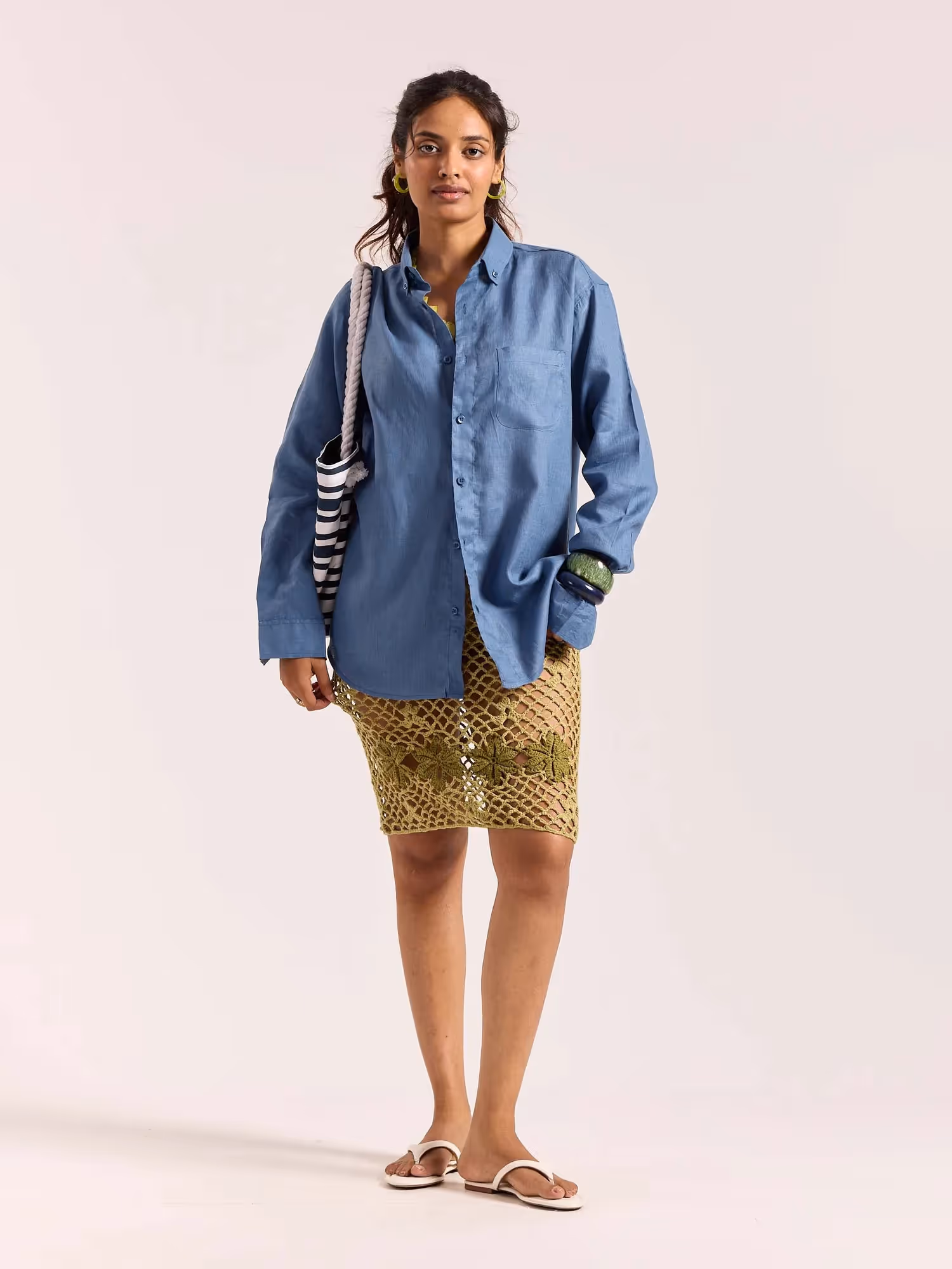 Dusty Blue 60s Lea Linen Shirt image 2