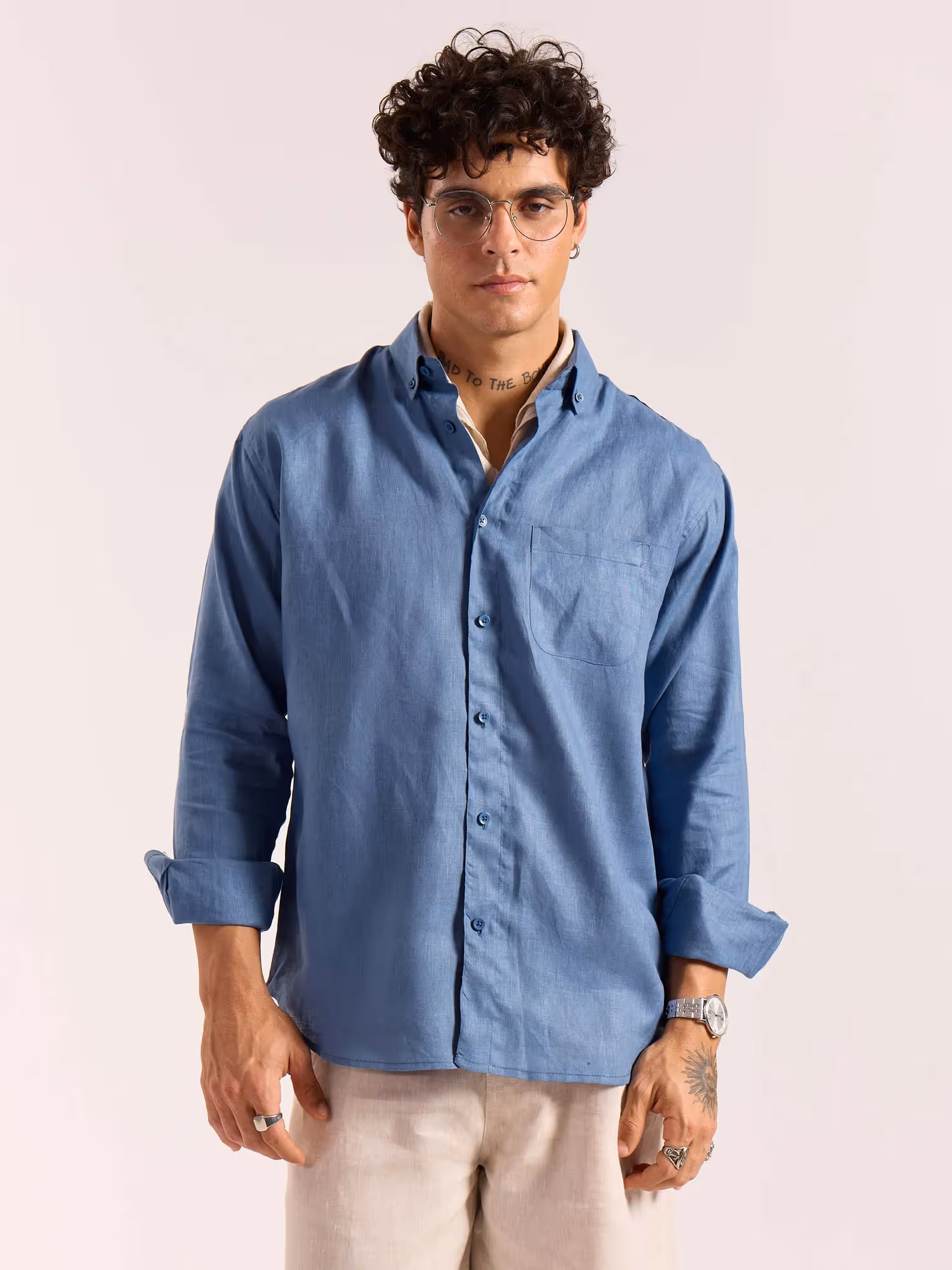 Dusty Blue 60s Lea Linen Shirt image 3