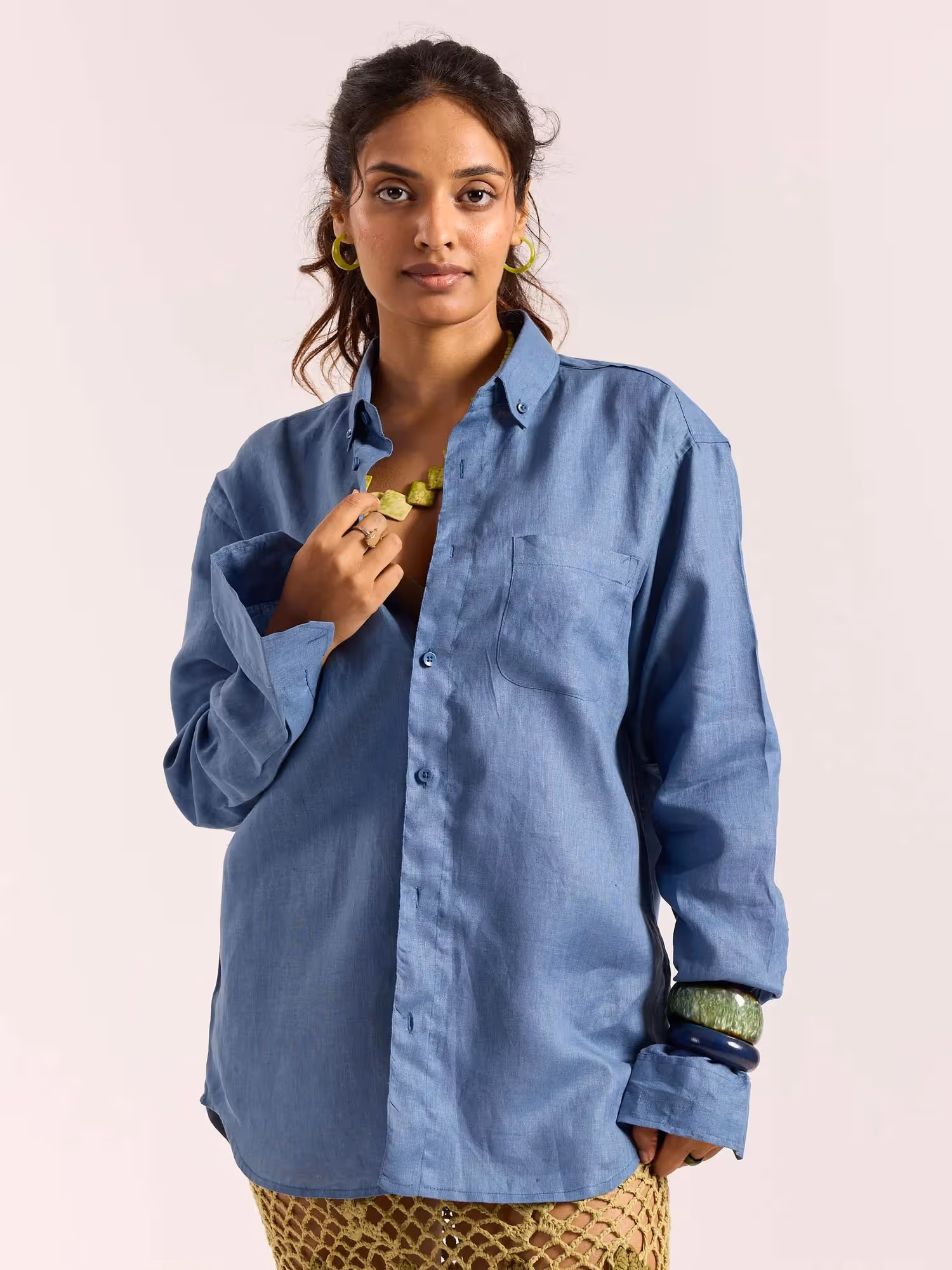 Dusty Blue 60s Lea Linen Shirt image 4