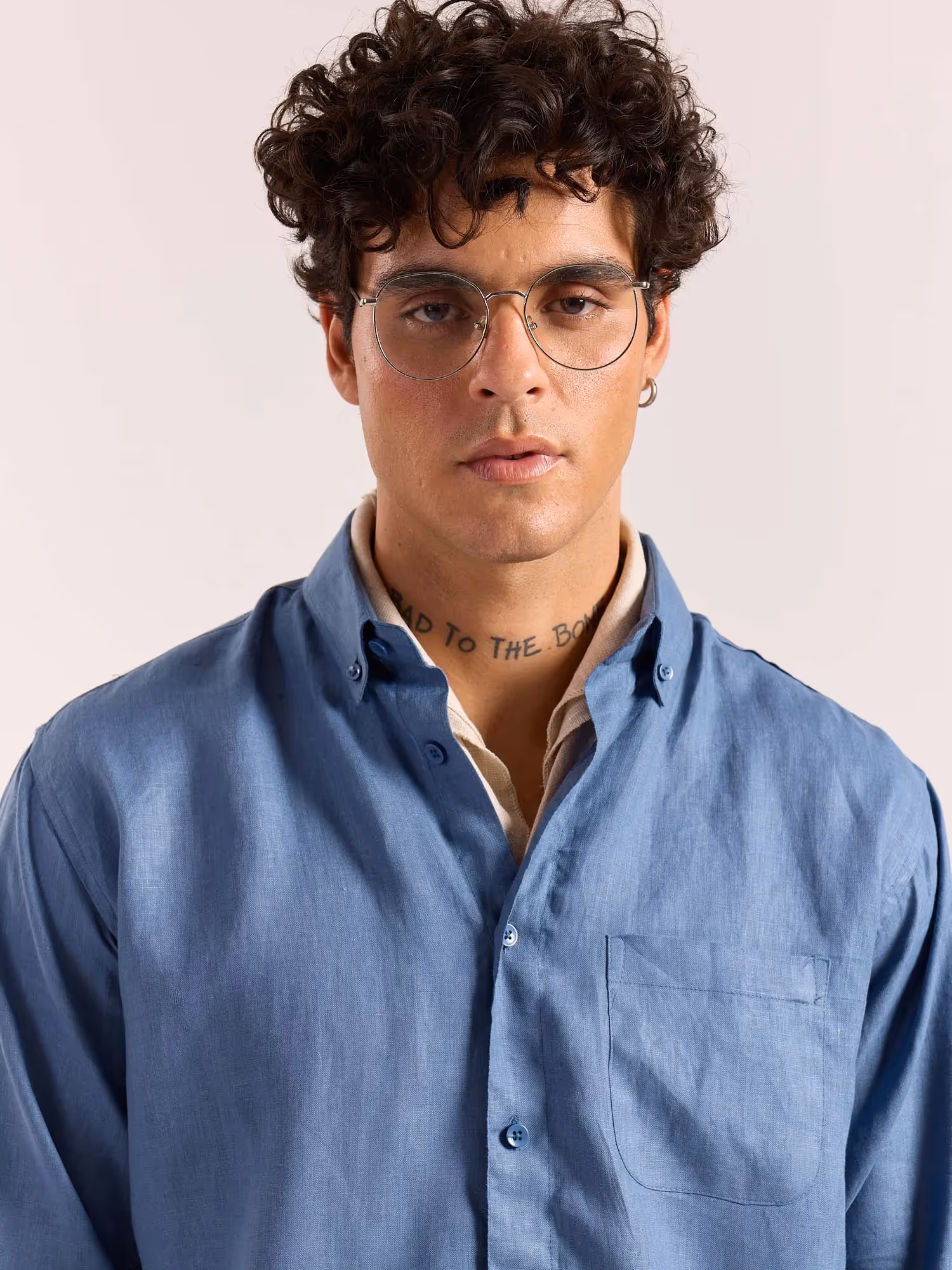 Dusty Blue 60s Lea Linen Shirt image 5