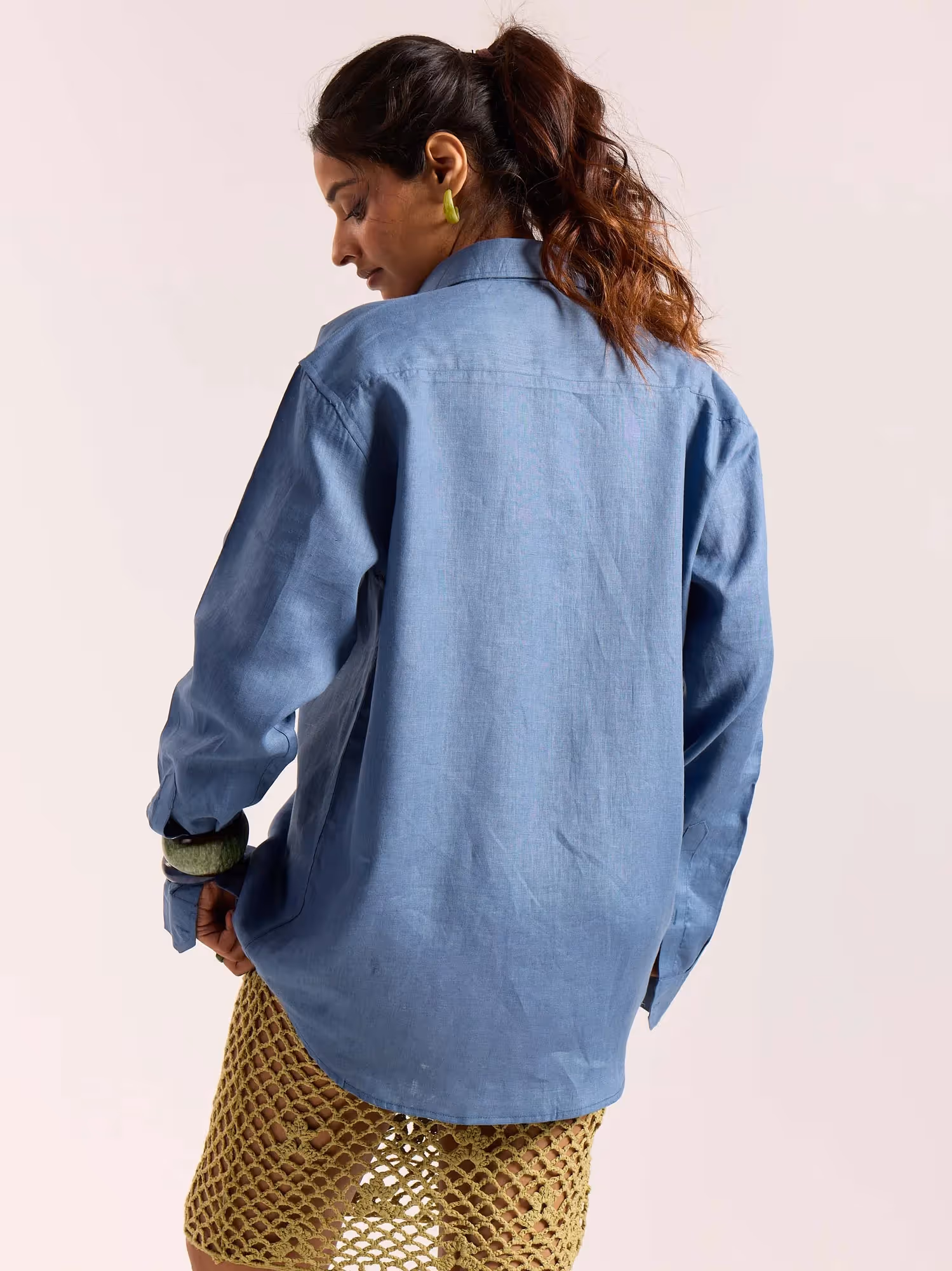 Dusty Blue 60s Lea Linen Shirt image 8