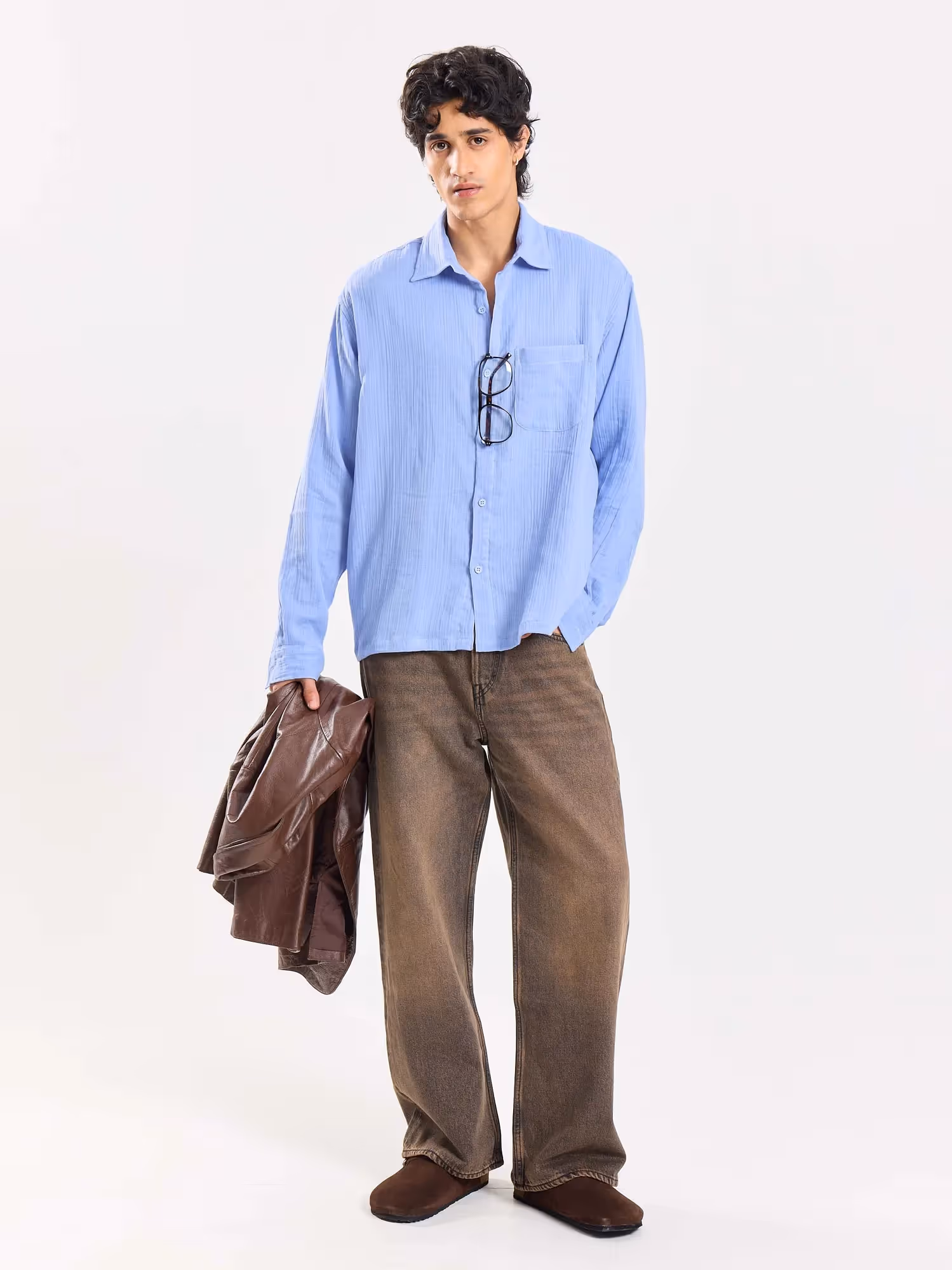 Dusty Blue Gauze Holiday Shirt image 1