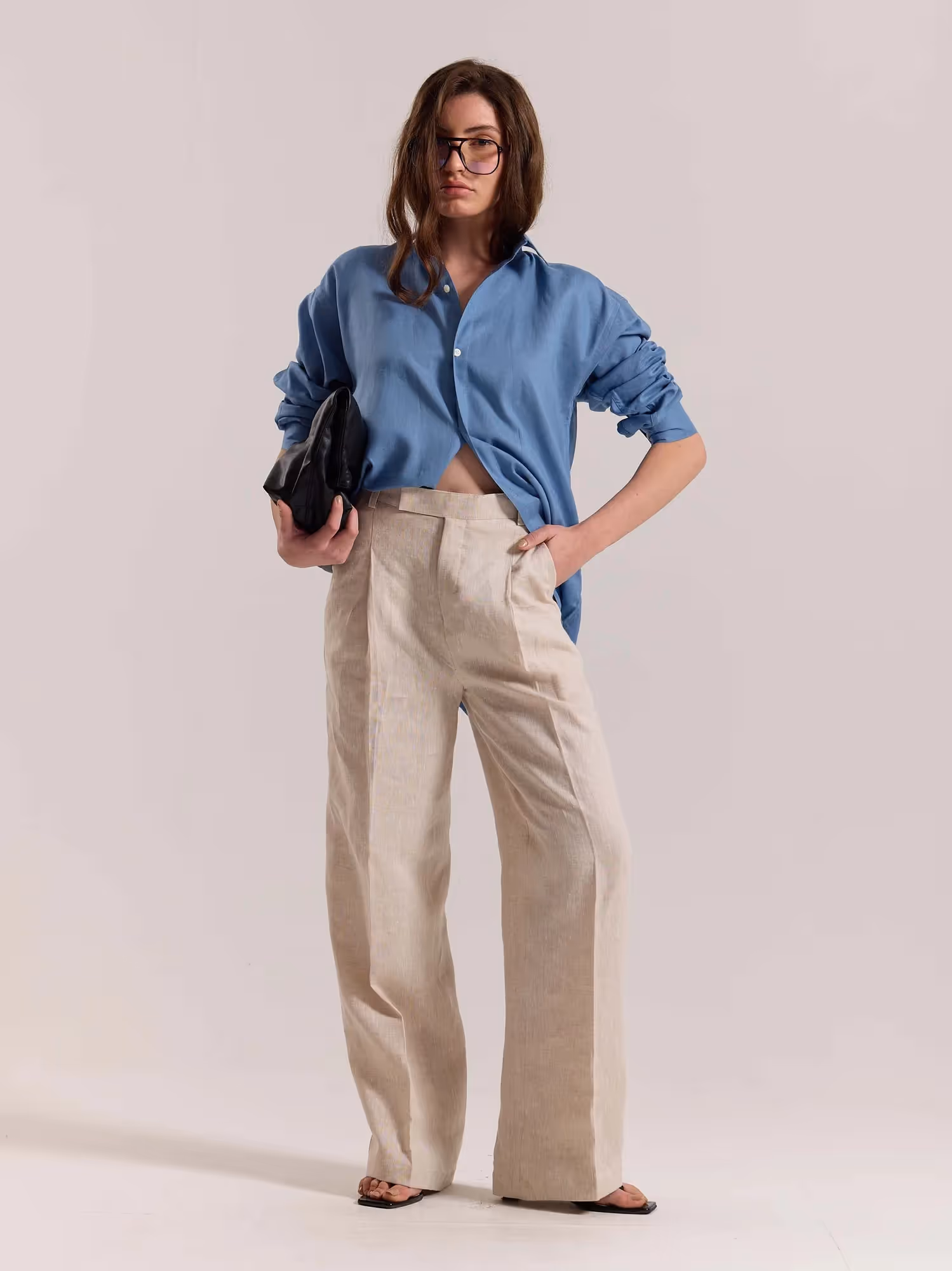 Dusty Blue Linen-blend Shirt image 2