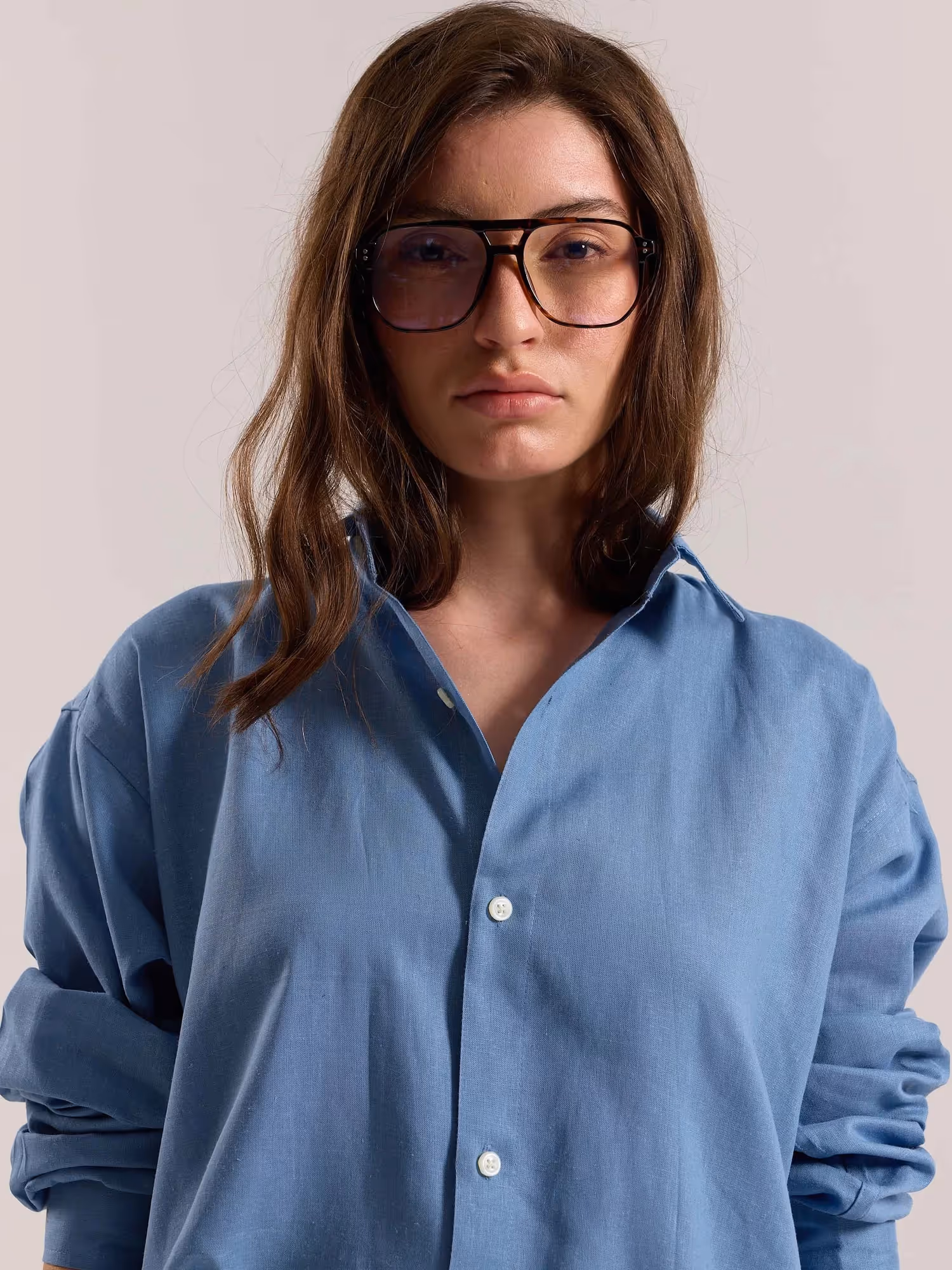 Dusty Blue Linen-blend Shirt image 6