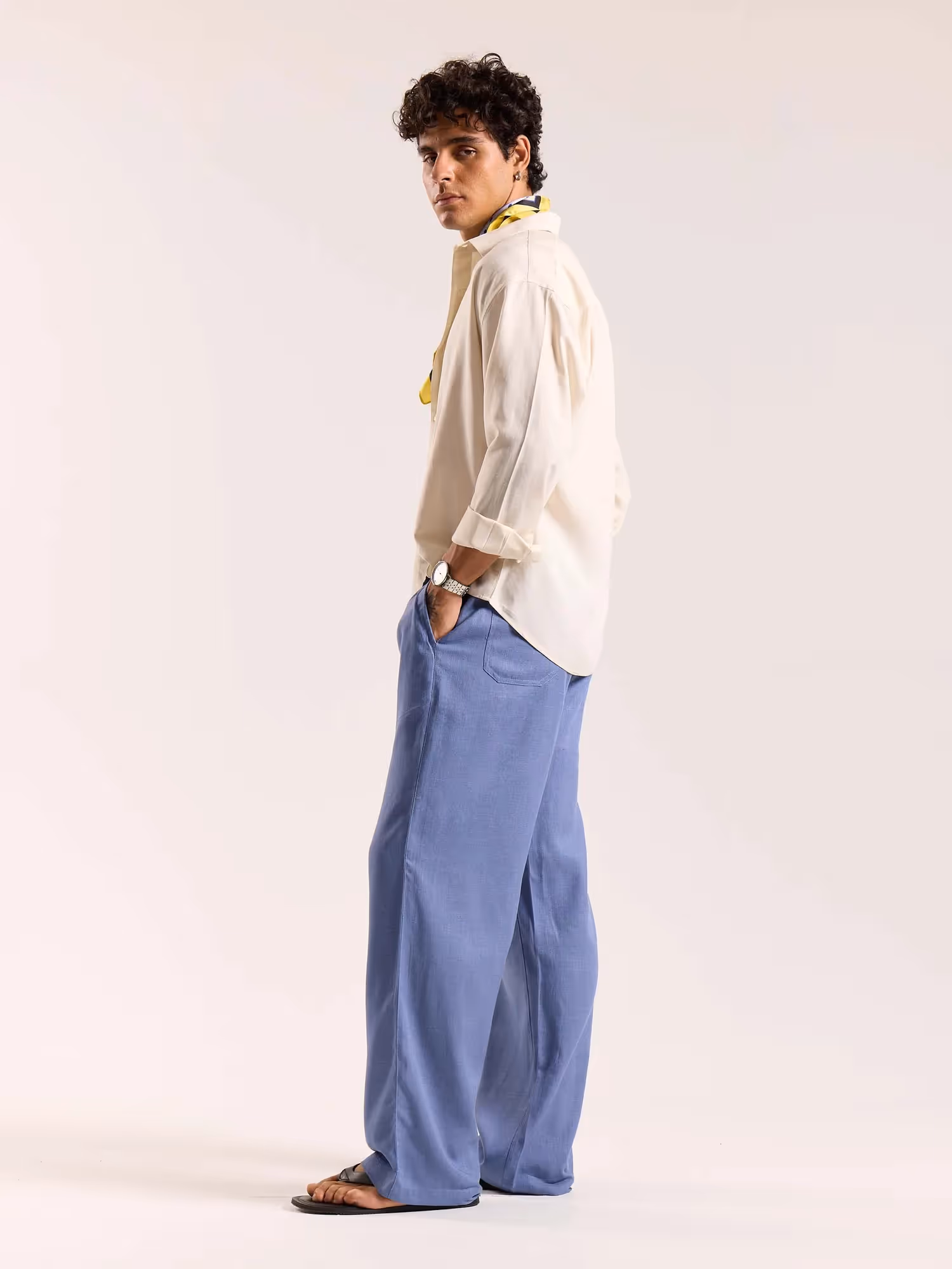Dusty Blue Linen Pull-on Pants image 7