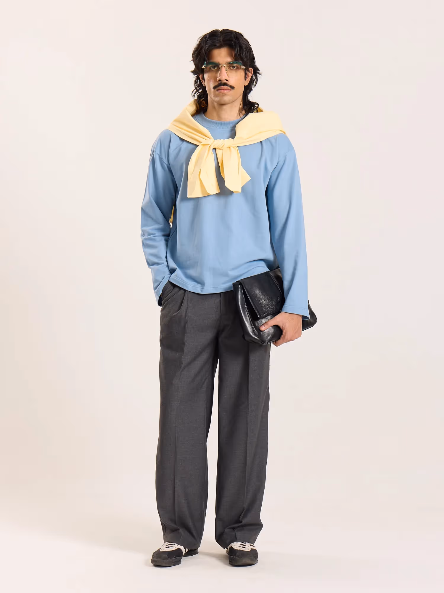 Dusty Blue Loose Fit Cropped T-Shirt image 1