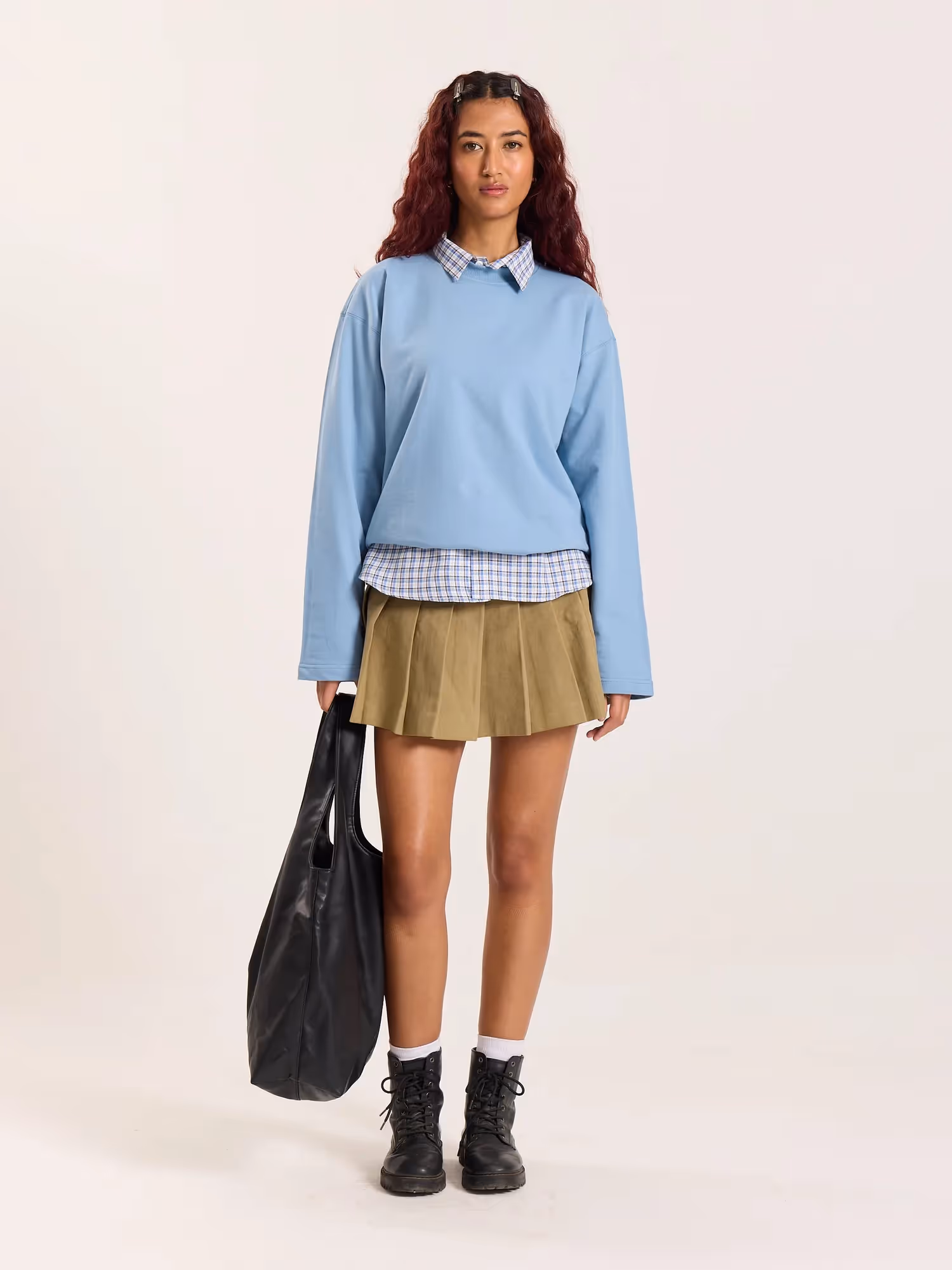 Dusty Blue Loose Fit Cropped T-Shirt image 2