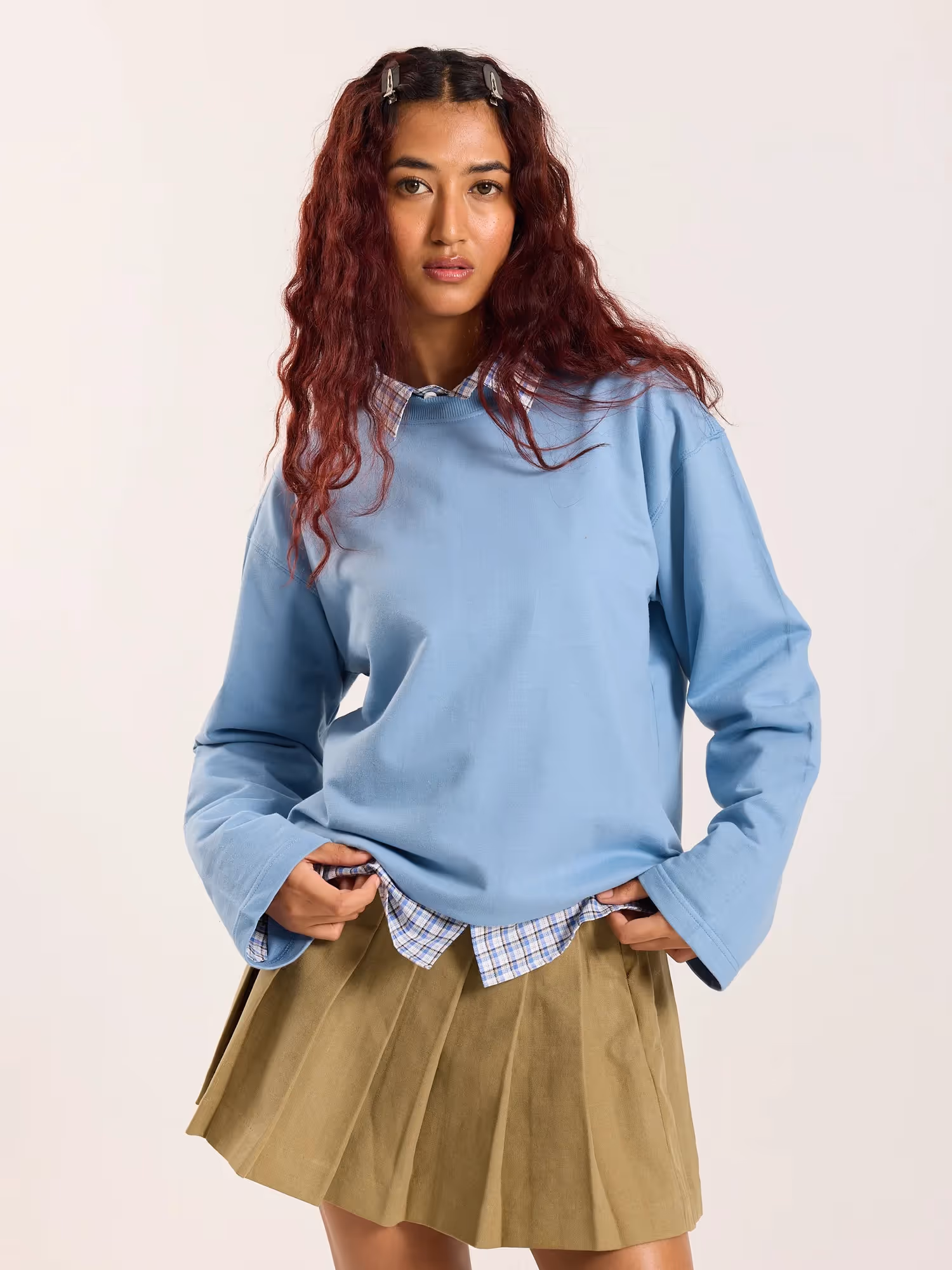 Dusty Blue Loose Fit Cropped T-Shirt image 4