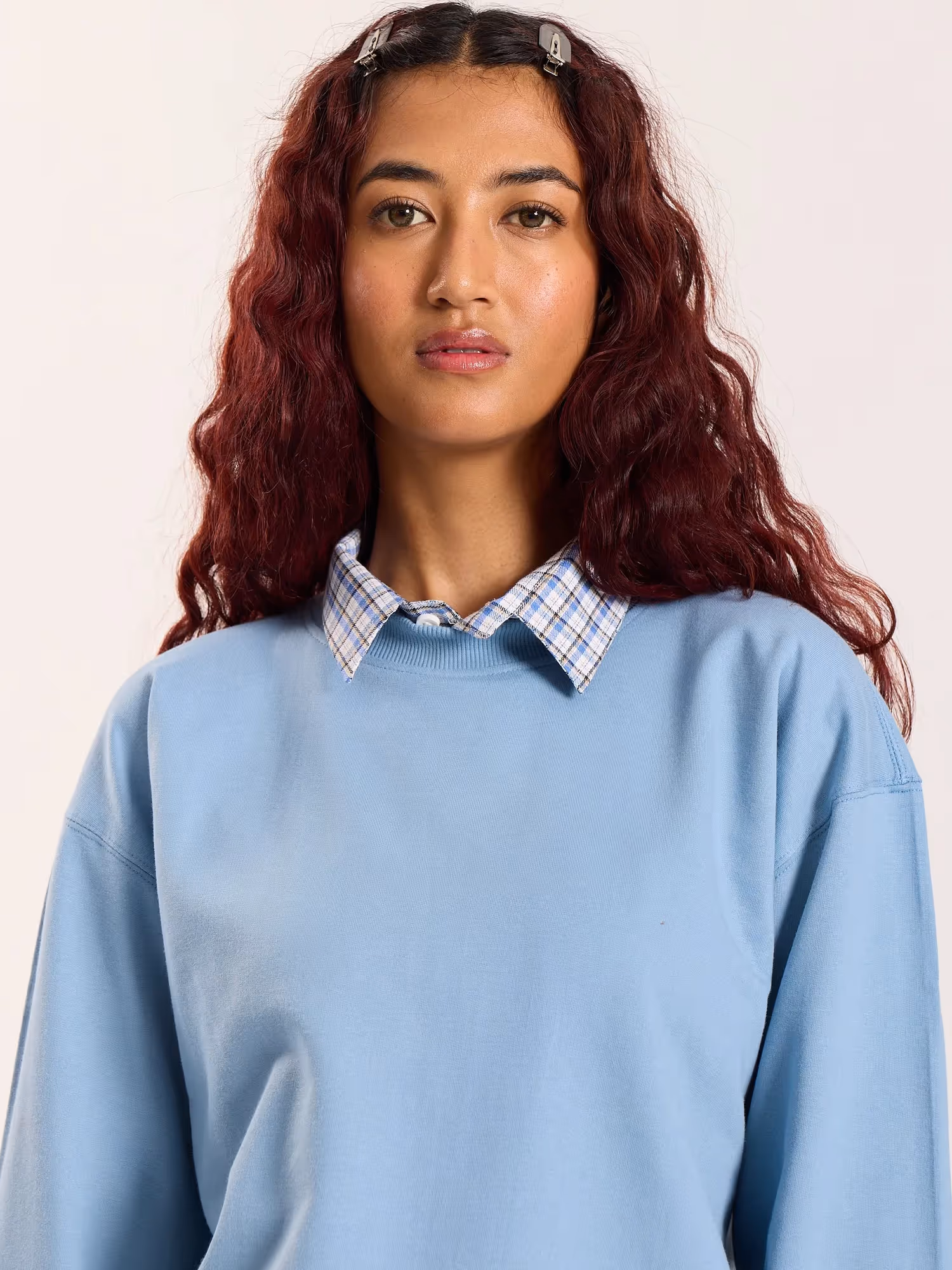 Dusty Blue Loose Fit Cropped T-Shirt image 5