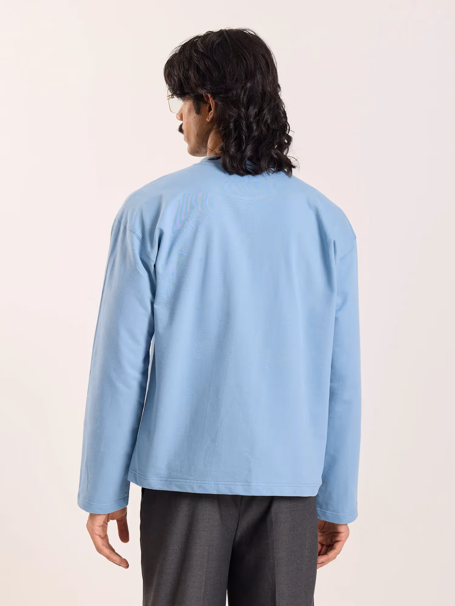 Dusty Blue Loose Fit Cropped T-Shirt image 8