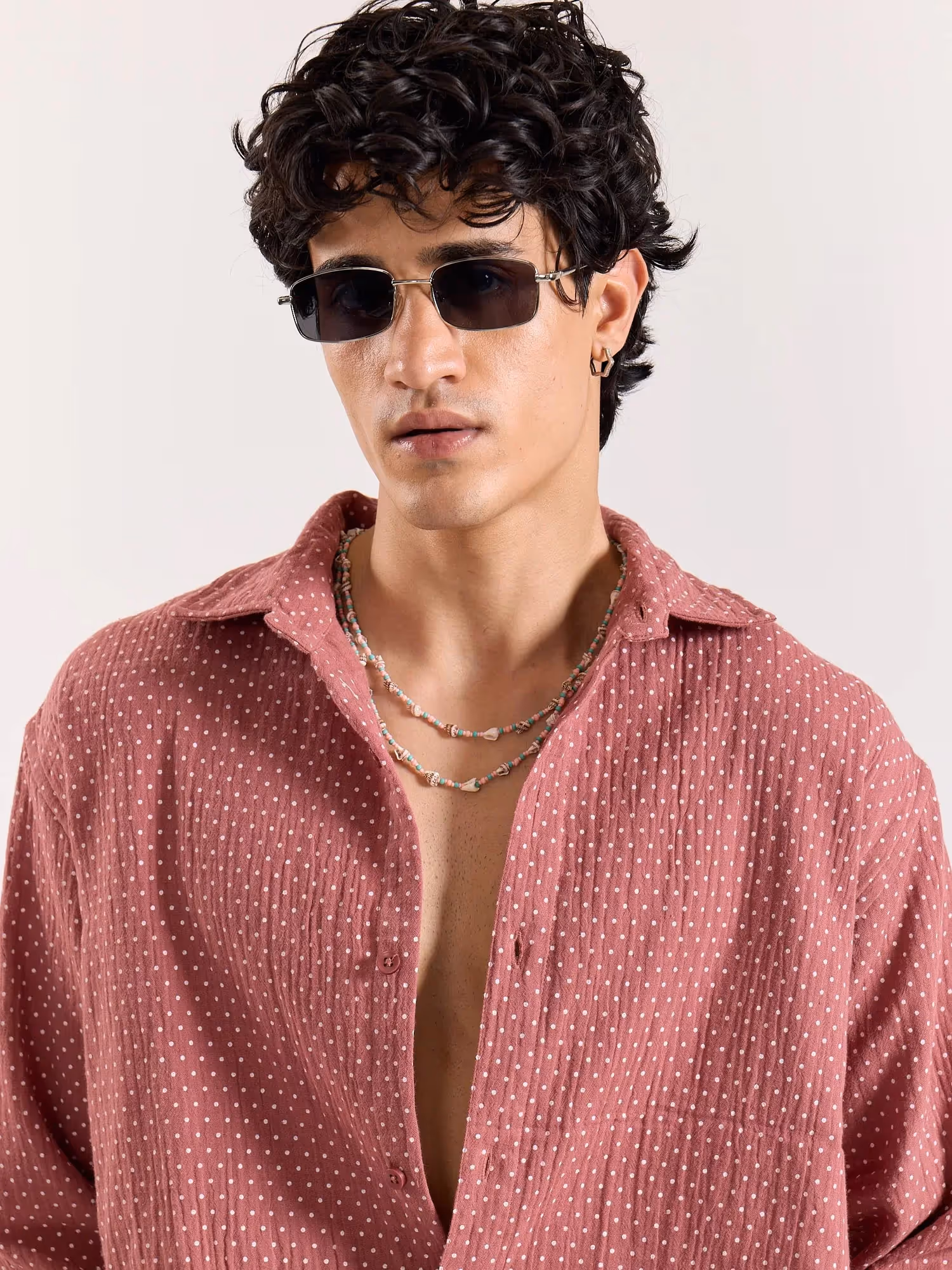 Dusty Pink Polka Dot Gauze Holiday Shirt image 6