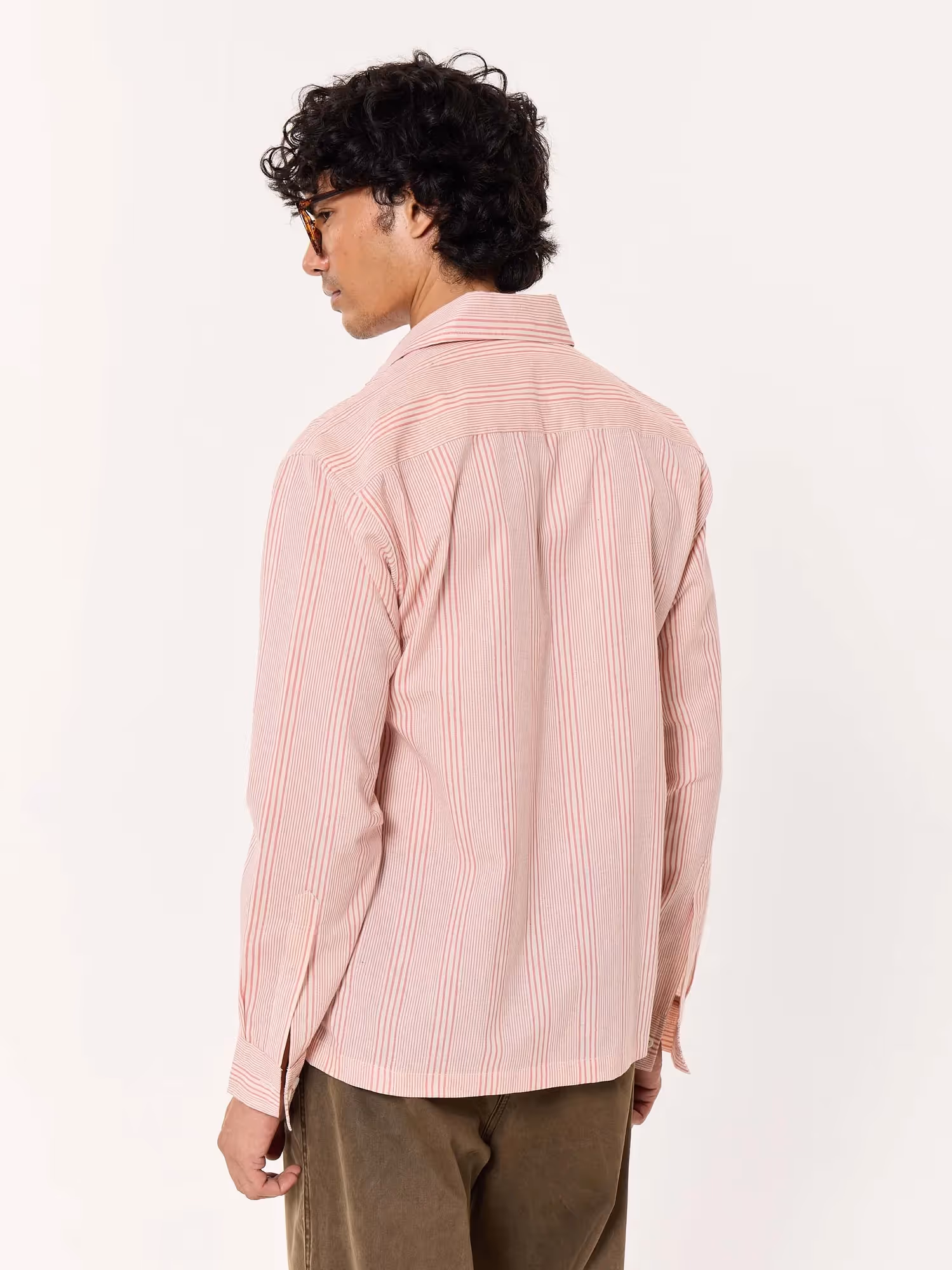 Dusty Pink Striped Cropped Shirt image 5