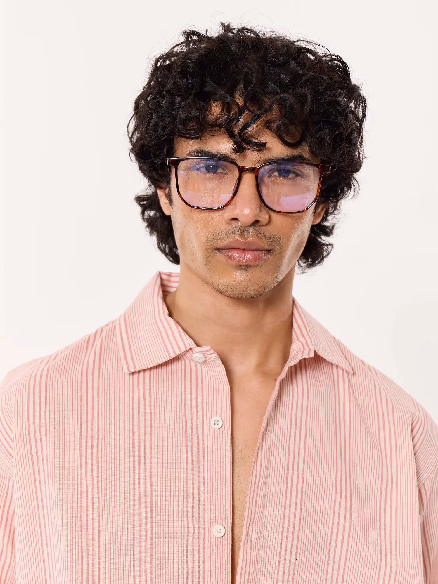 Dusty Pink Striped Cropped Shirt image 7