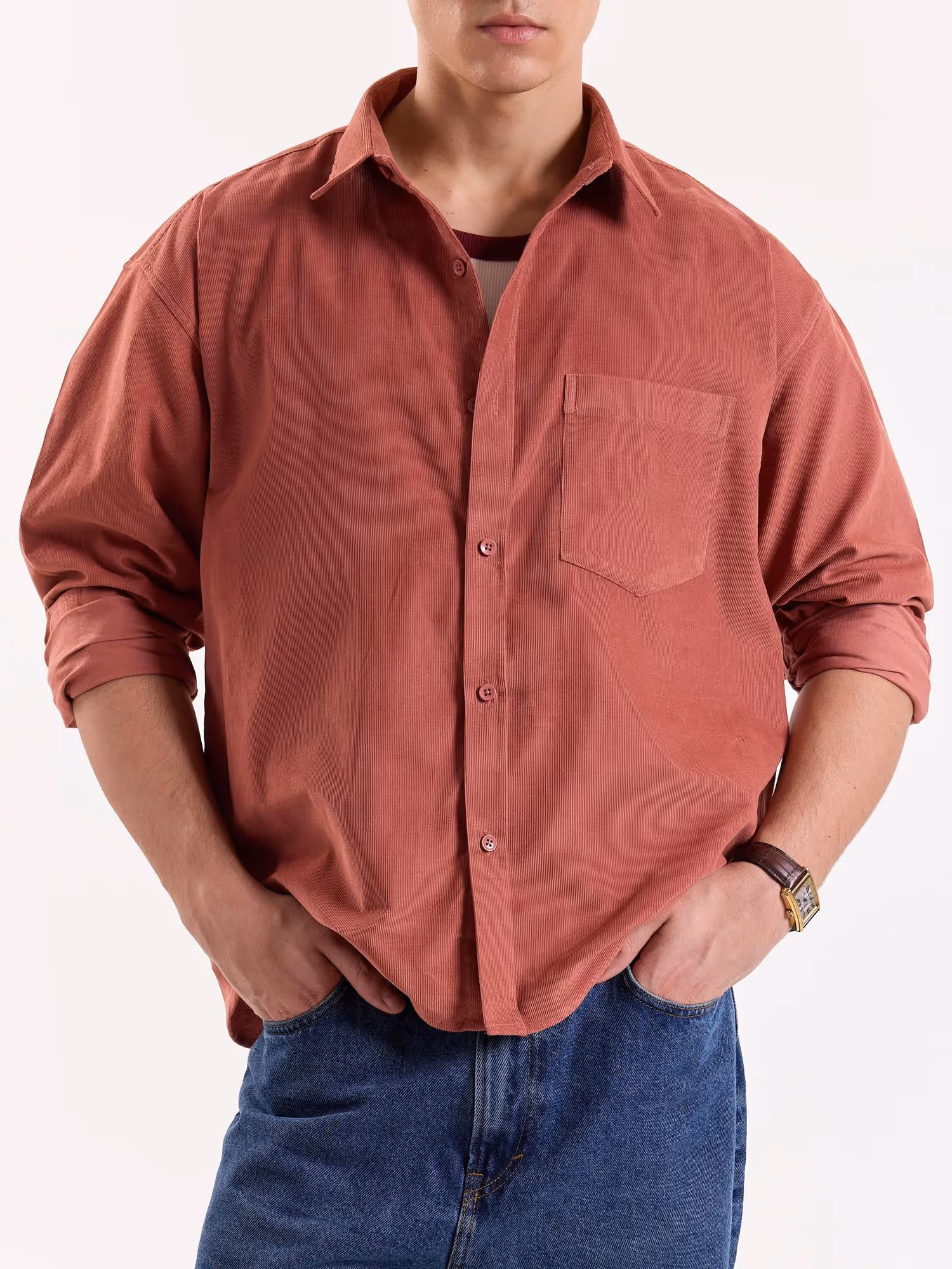 Dusty Rose Corduroy Oversized Shirt image 3