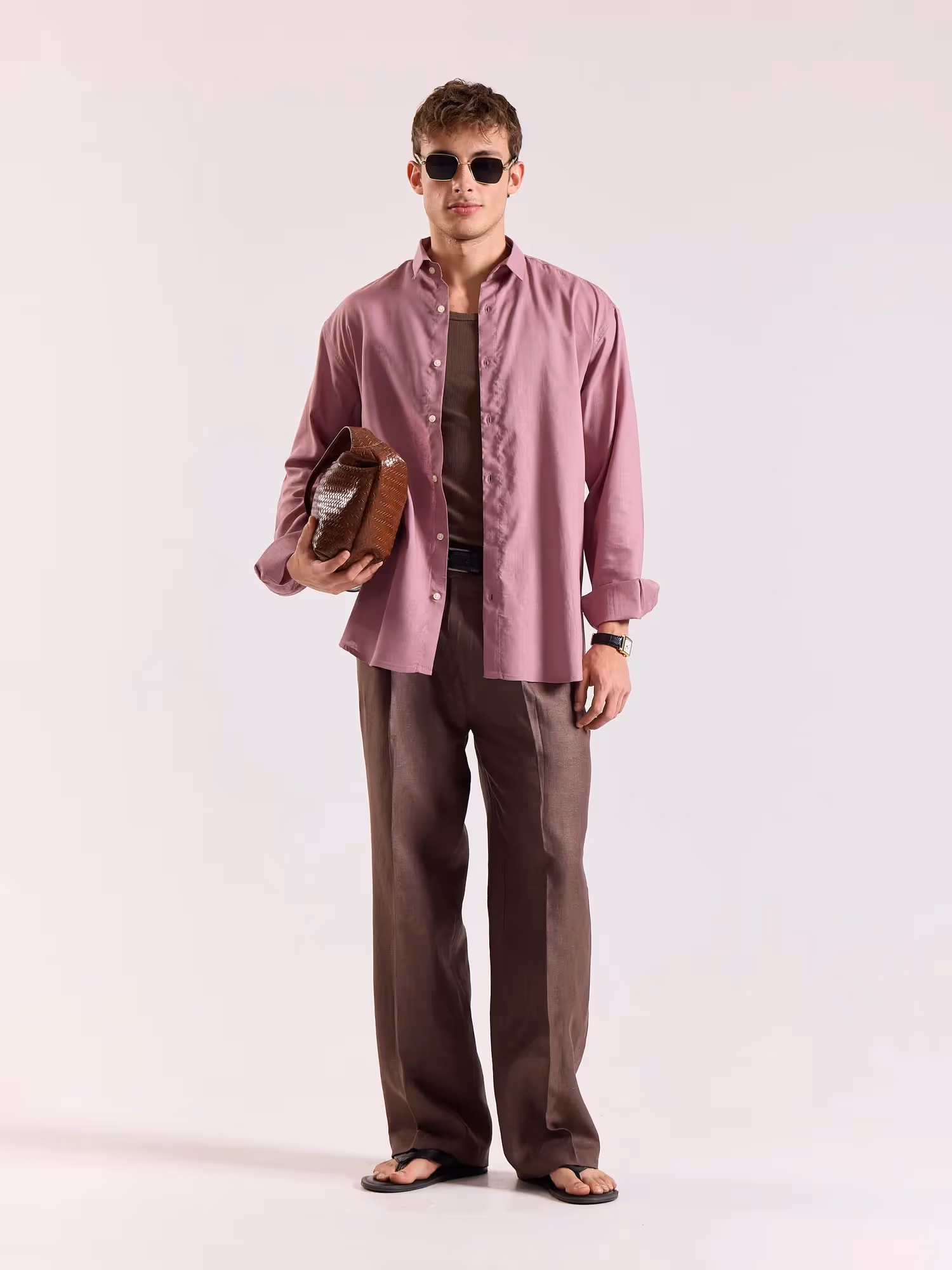Dusty Rose Linen-blend Shirt image 1