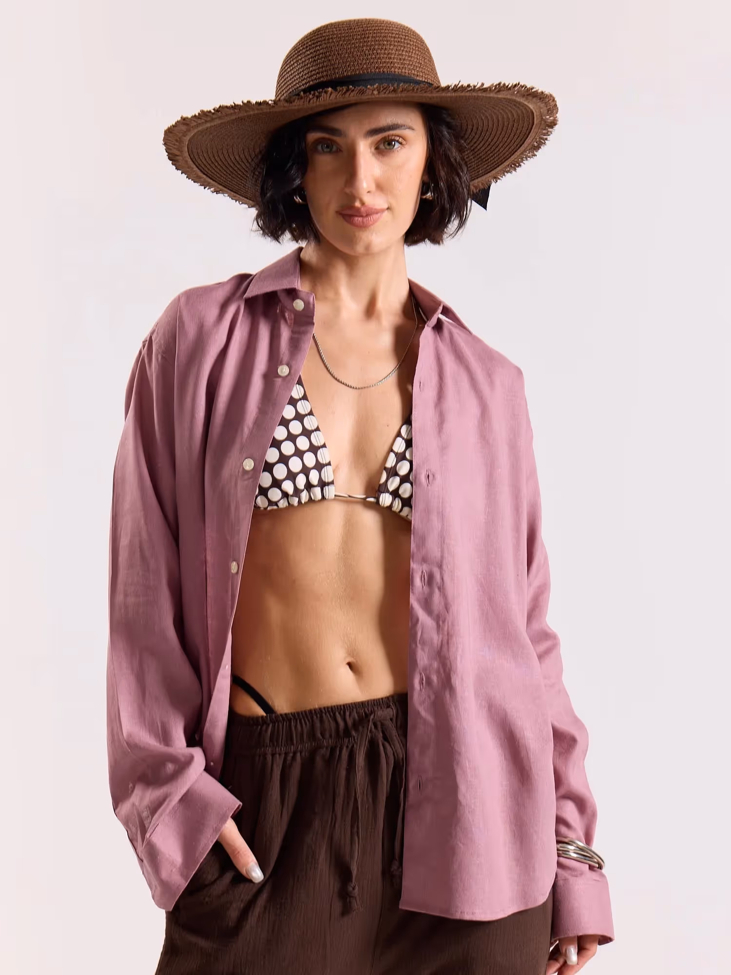 Dusty Rose Linen-blend Shirt image 4